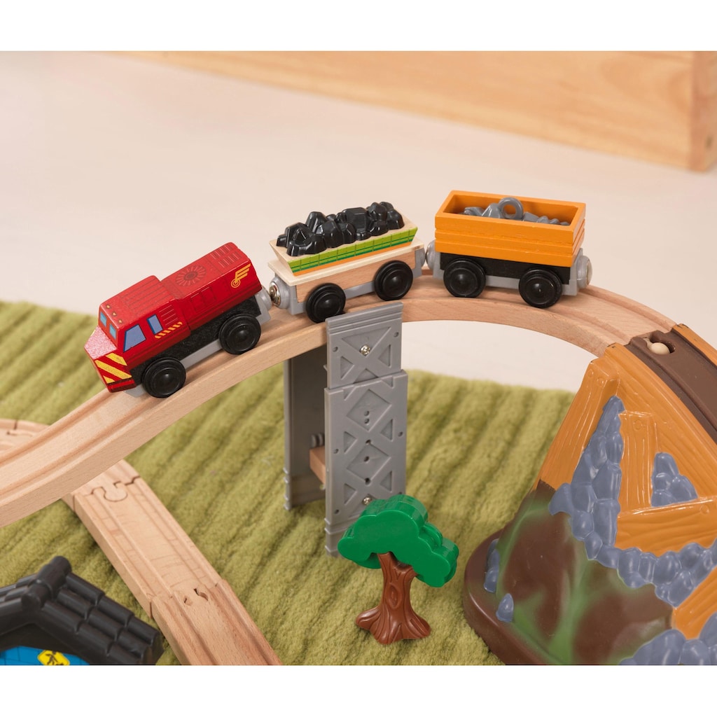 KidKraft® Spielzeug-Eisenbahn »Holzspielzeug, Eisenbahnset Baustelle mit Aufbewahrungsbox«