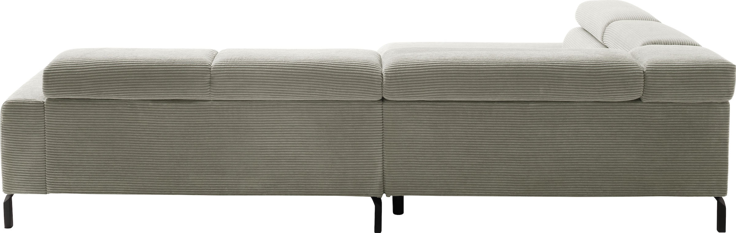 Places of Style Ecksofa »Antonelli, L-Form, inkl. Kopfteilverstellung, Breite 312 cm«, mit elektrischer Sitztiefenverstellung, in Cord, stone