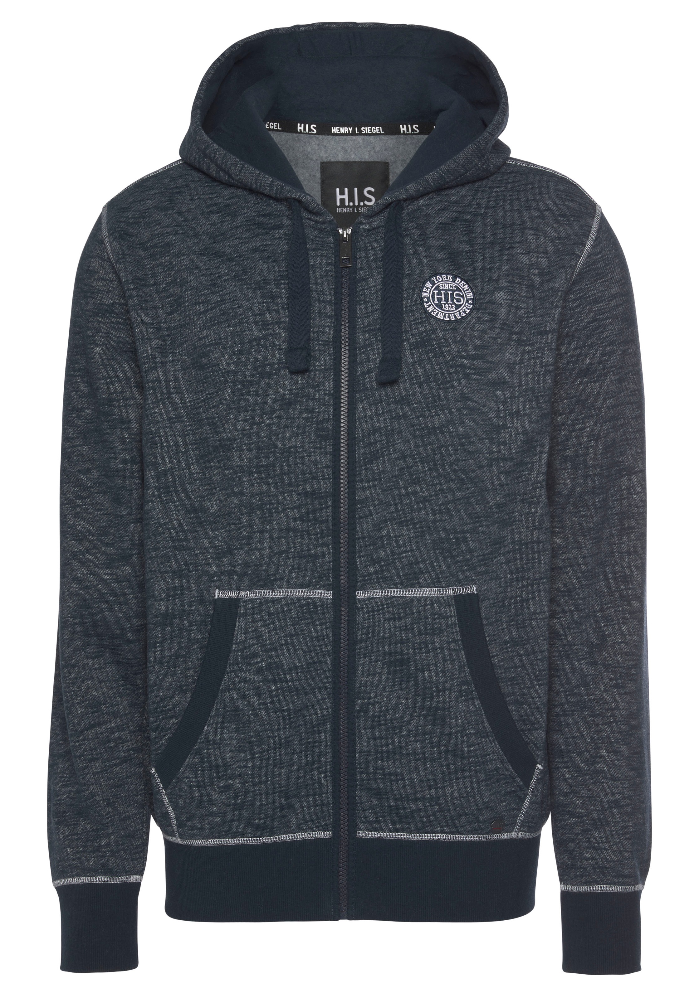 H.I.S Men's Hooded Sweatshirt Blue Size S 3