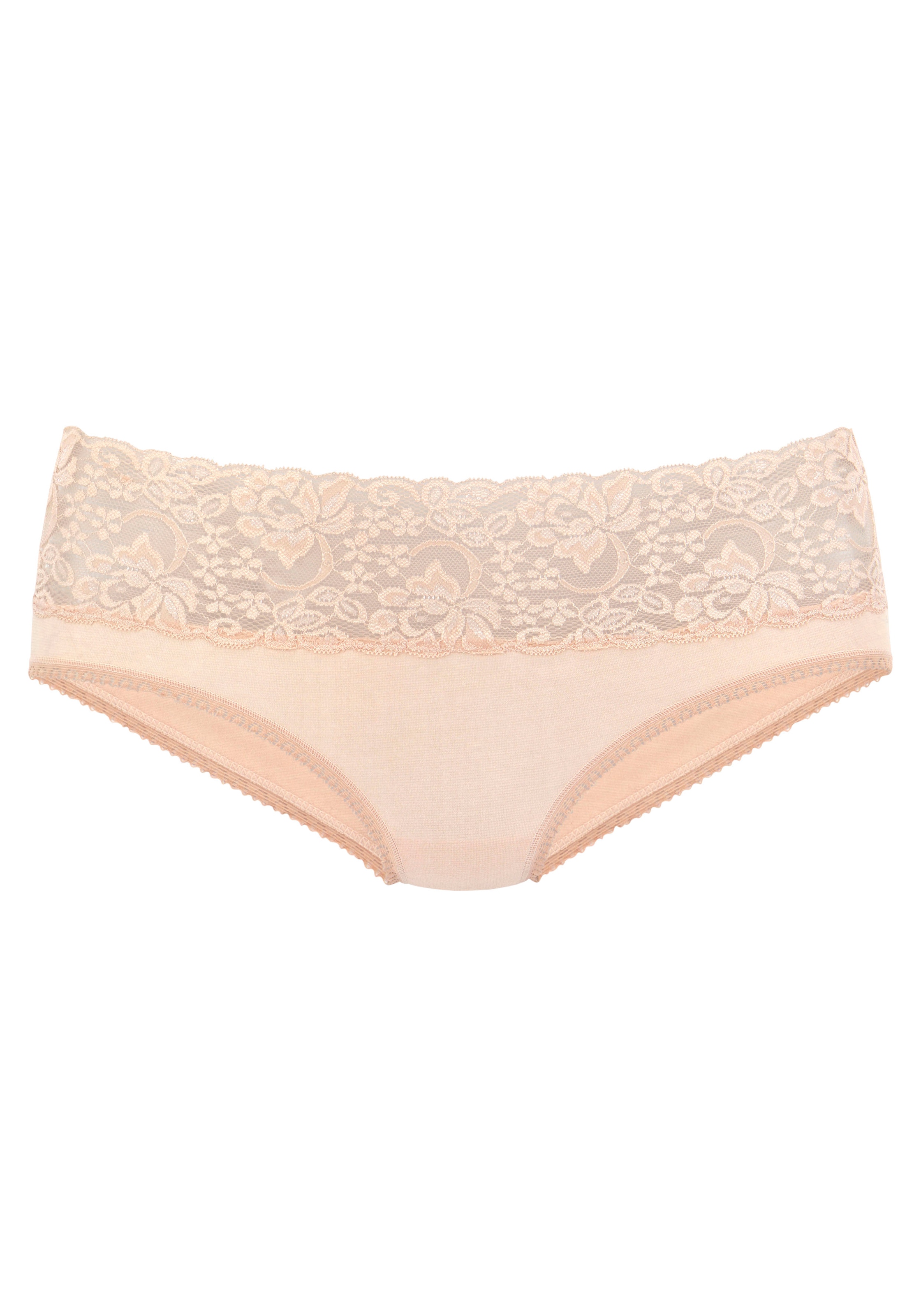Vivance Slip, (3er-Pack), aus elastischer Baumwolle mit floraler Spitze