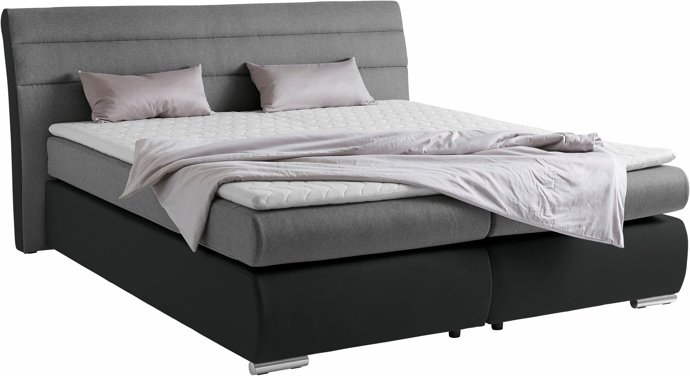 Places of Style Boxspringbett »Luna«, in Struktur-/Kunstleder-Mix, Überlänge 220 cm, bis zu 3 Härtegrade