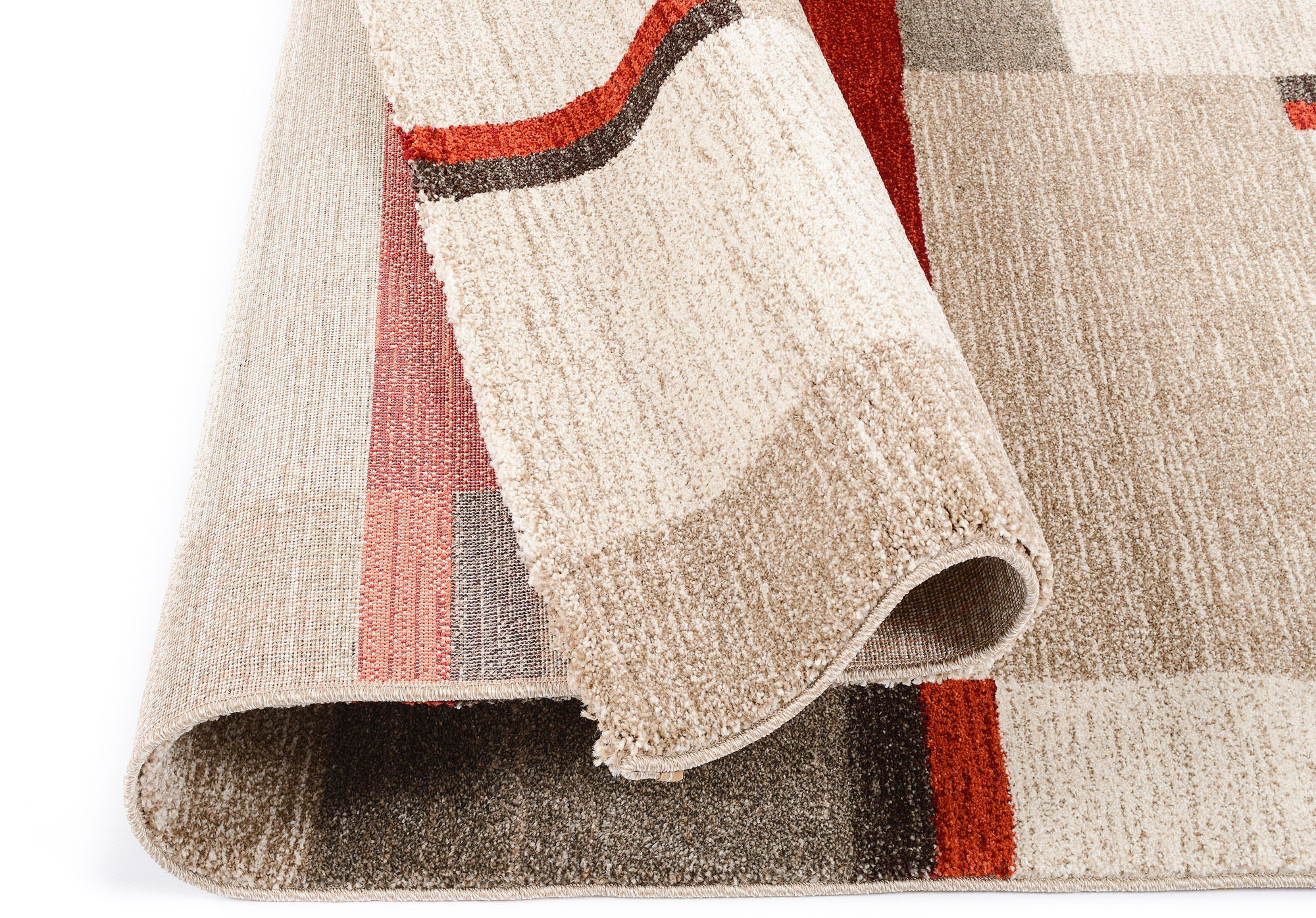 Teppich OCI DIE TEPPICHMARKE "CASTLE BEPPO, auch als Läufer", rot (rot, beige, braun), B:120cm H:20mm L:170cm, Polypropylen (PP), Teppiche, Teppich, dichter Frisé Kurzflor, kariert, Wohnzimmer, Schlafzimmer 3