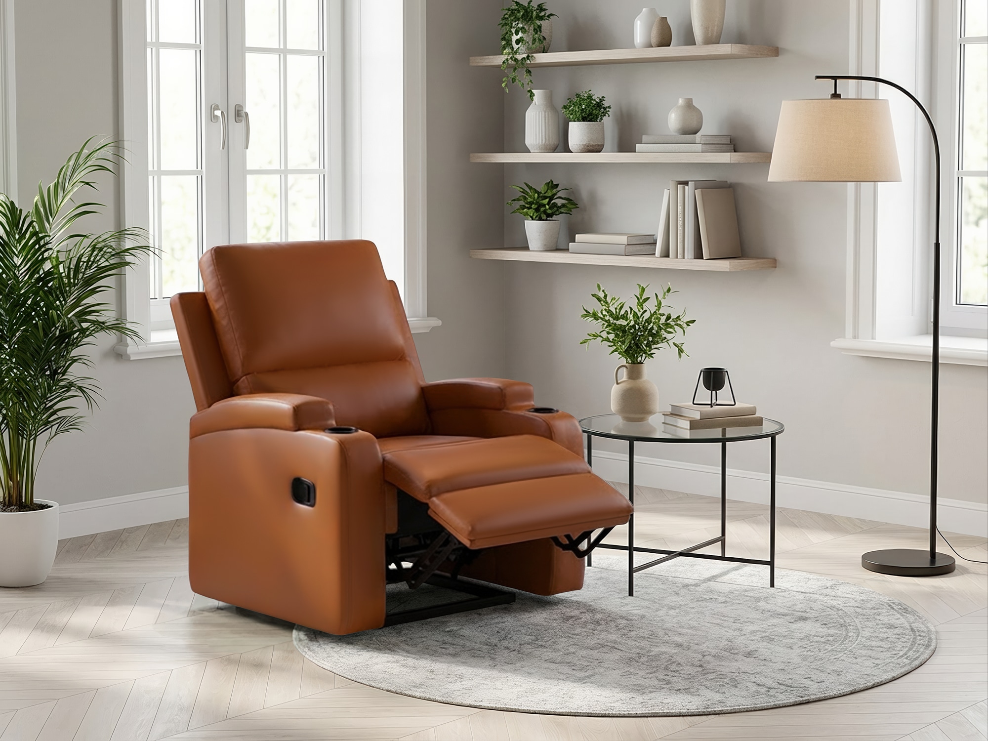 OTTO home Relaxsessel "NAPORI Lederoptik, Kinosessel, Multimedia-Sessel" TV-Sessel mit manueller u elektrischer Relaxfunktion u. Getränkehalter