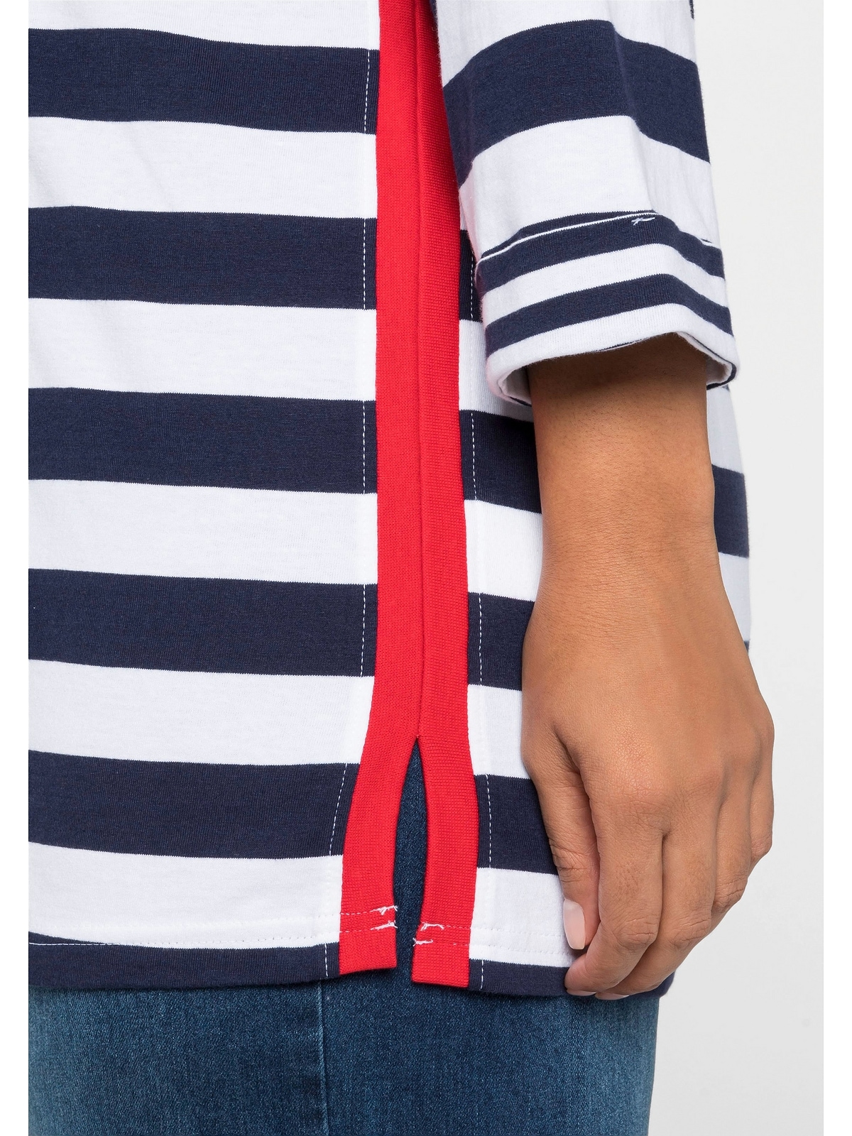 Sheego 3/4-Arm-Shirt »Große Größen«, mit seitlichem Kontrasteinsatz und Schlitzen