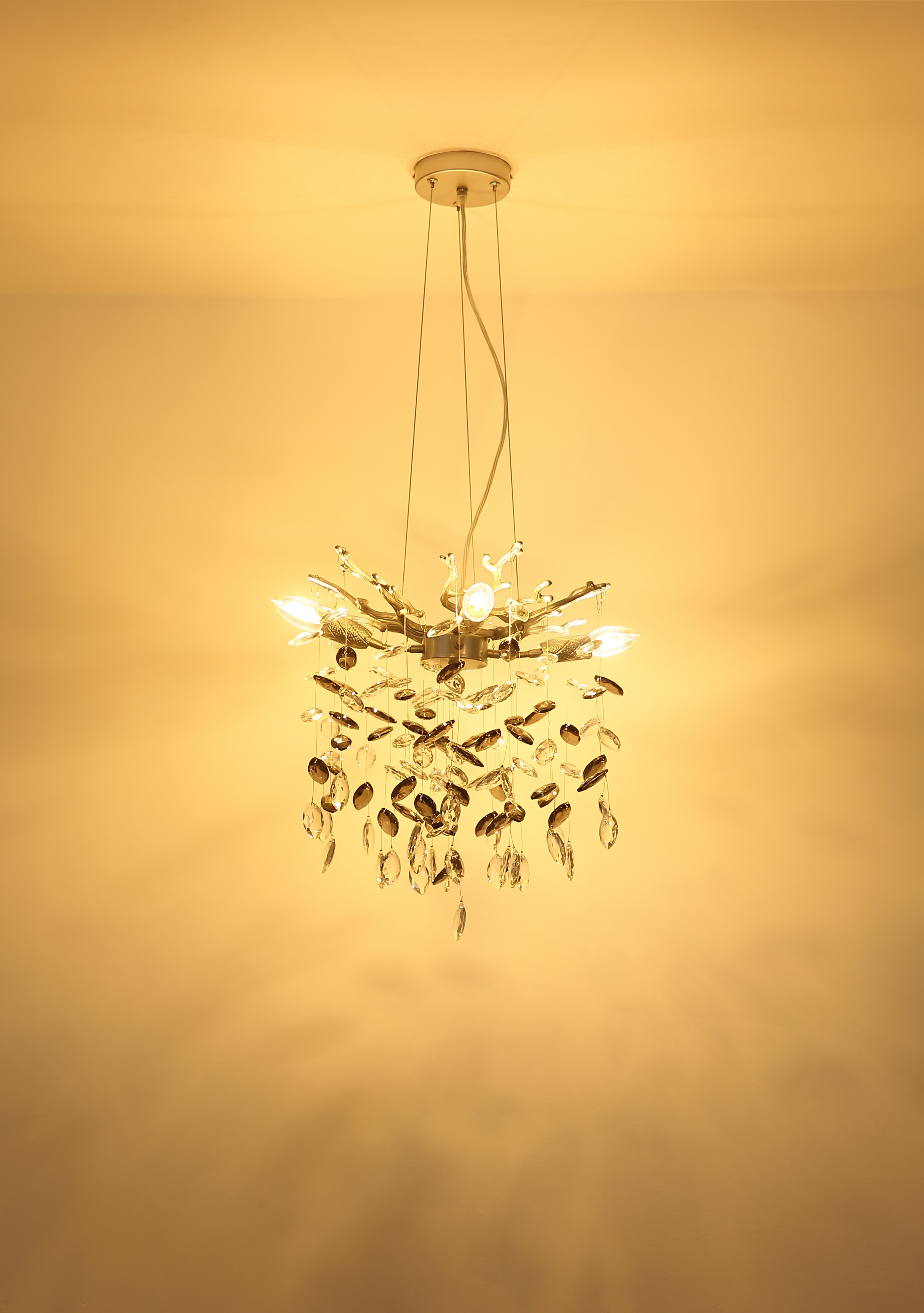 GLOBO LIGHTING Hängeleuchte »QUEENA« E14 1 Stk. Silberfarbener Luster mit rauchfarbenen Glaskristallen