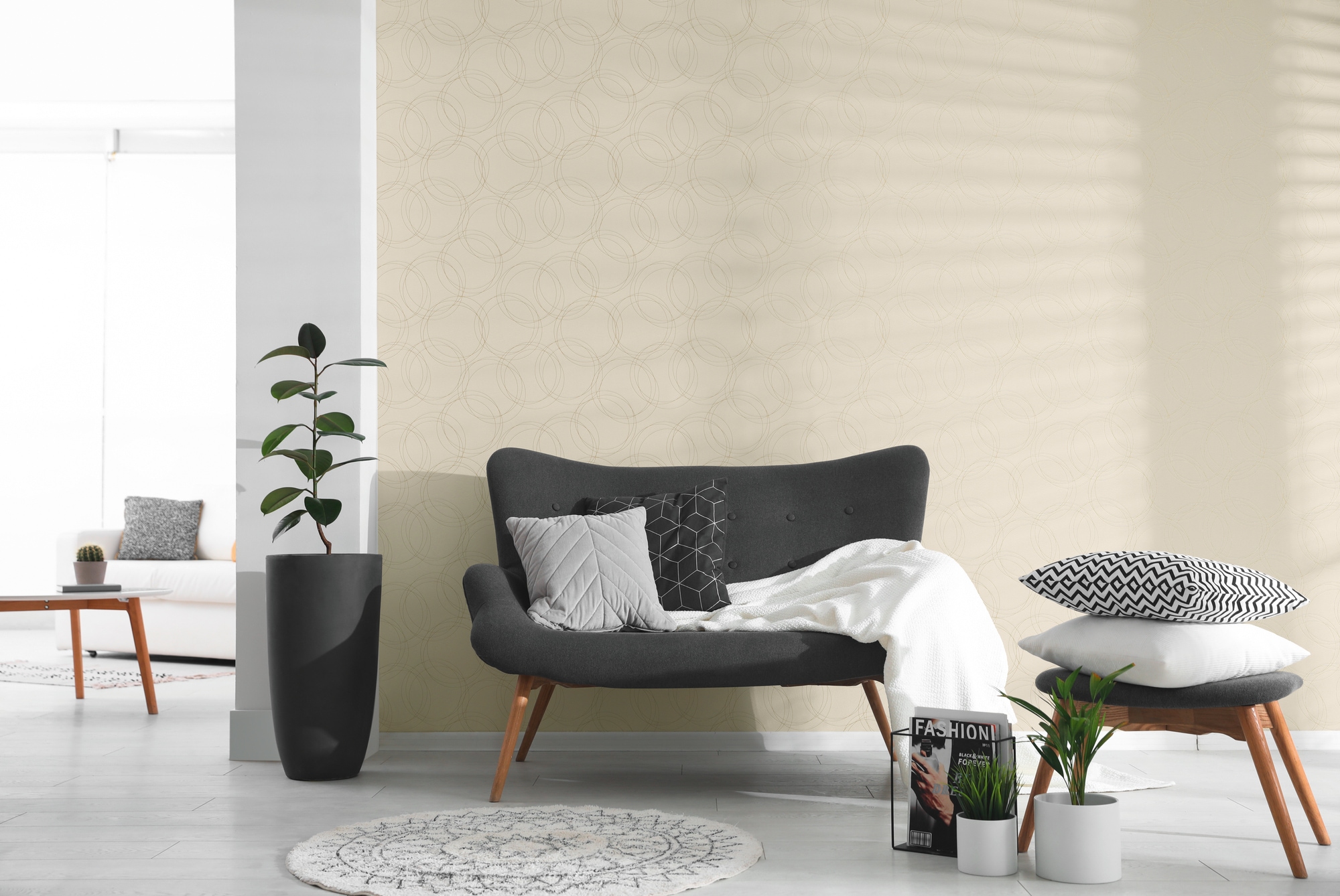 A.S. Création Vliestapete »Attractive 3 Kreise« Mit Punkten aufgeschäumt Metallic, leichter Glanz, fein strukturiert