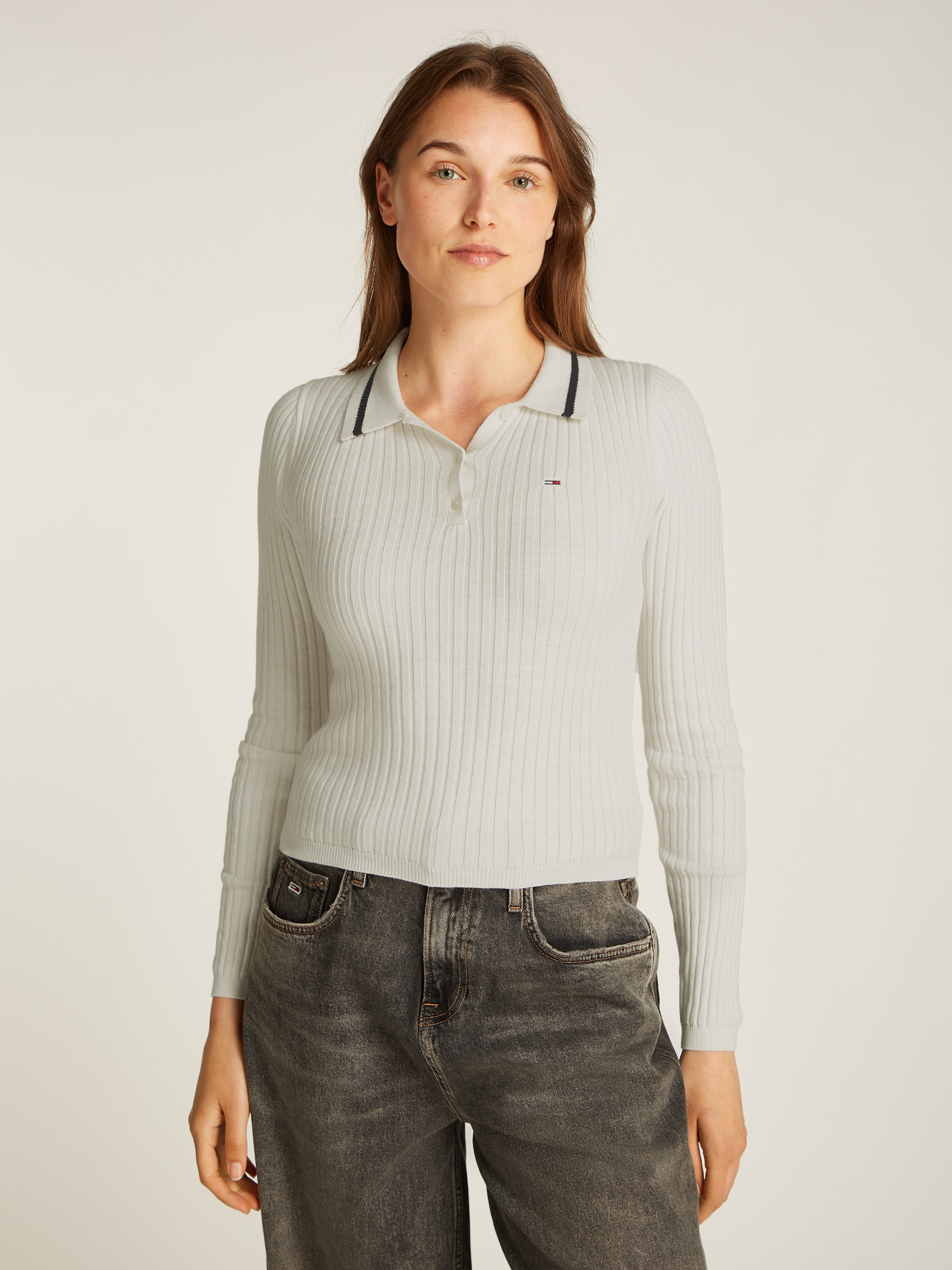 Polokragenpullover »TJW ESSENTIAL LS POLO SWEATER«, mit Logostickerei