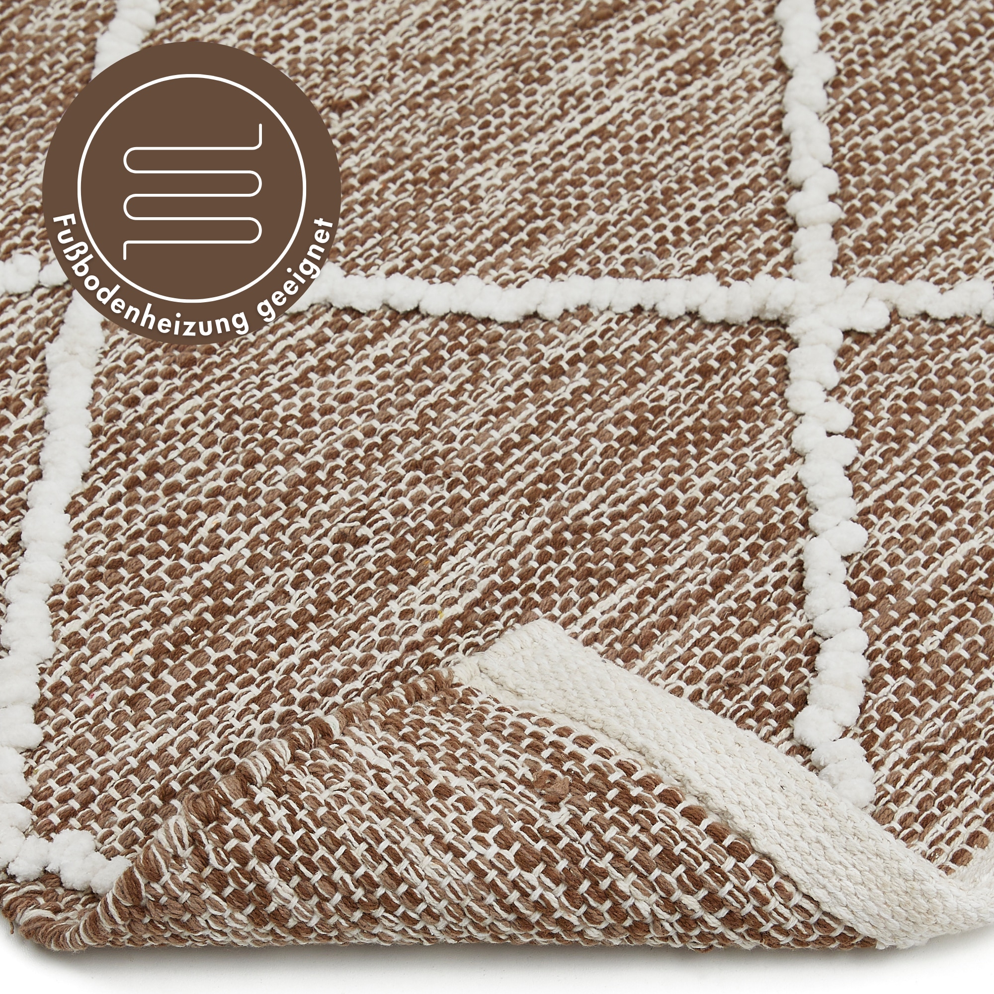 LUXOR living Teppich »Pantin«, rechteckig, 8 mm Höhe, Handweb, Flachgewebe, reine Baumwolle, handgewebt, Rauten Design