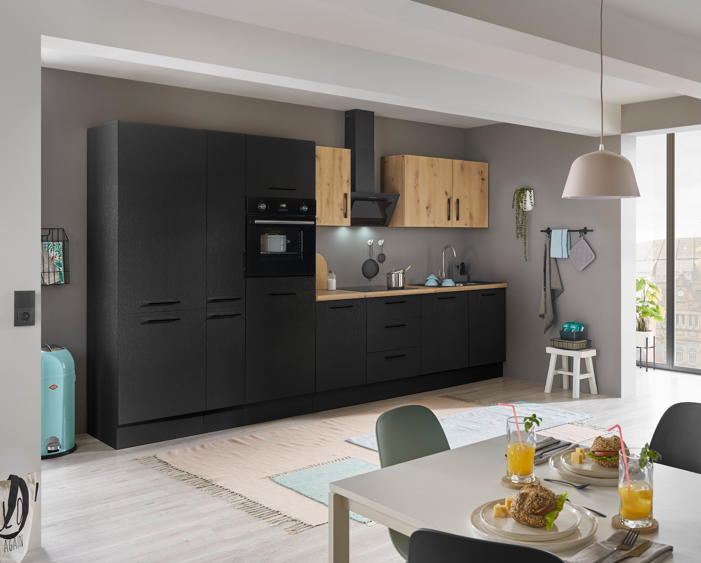 BASIC by Balculina Küchenzeile »Turin«, Breite 370 cm, wahlweise mit E-Geräten