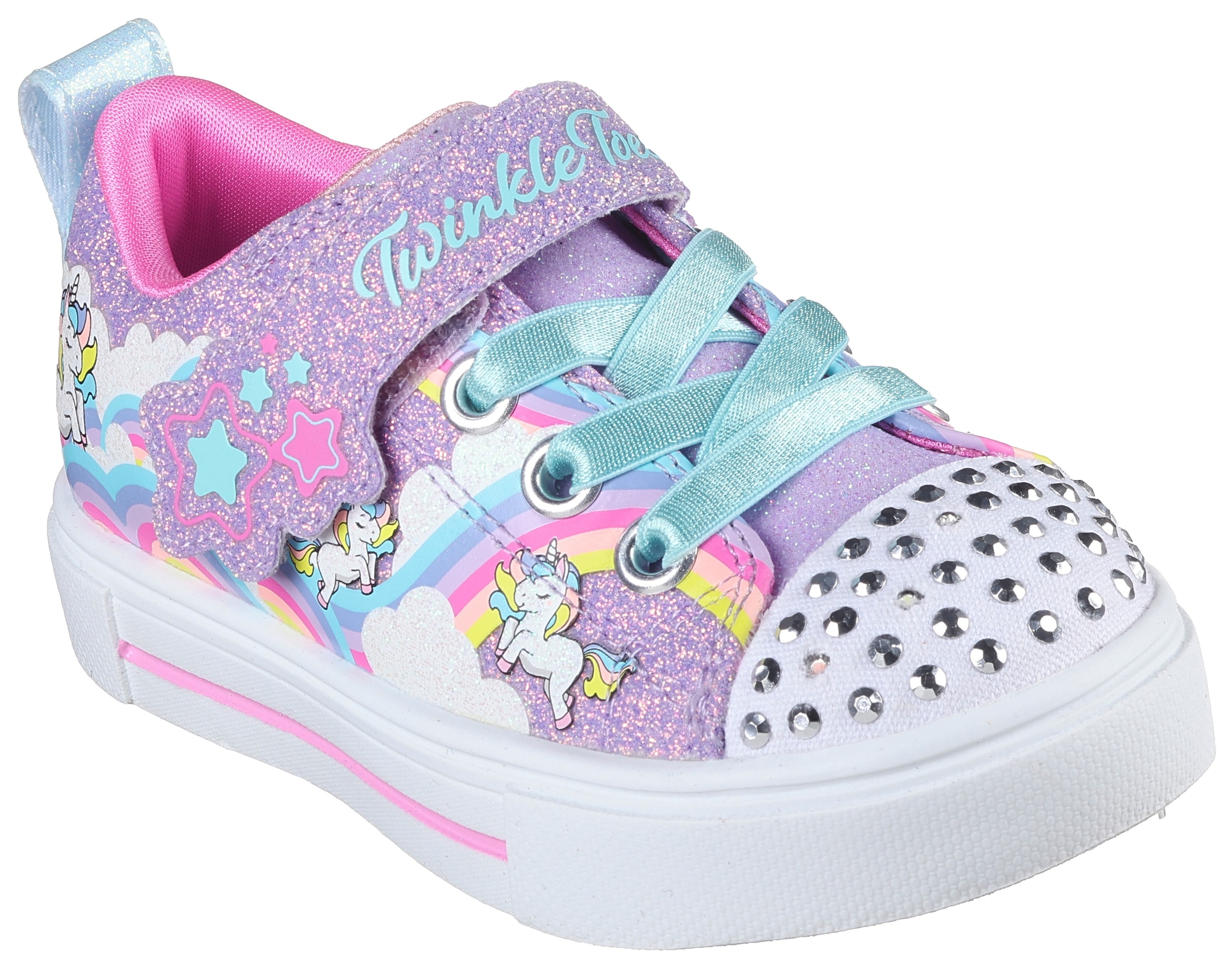 Skechers Lauflernschuh "TWINKLE SPARKS - JUMPIN CLOUDS", Blink,-Klettschuh mit Nieten, Größenschablone zum Download