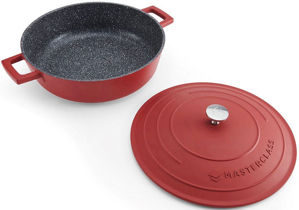 MasterClass Cast Aluminium 4L Shallow Casserole Dish Red
