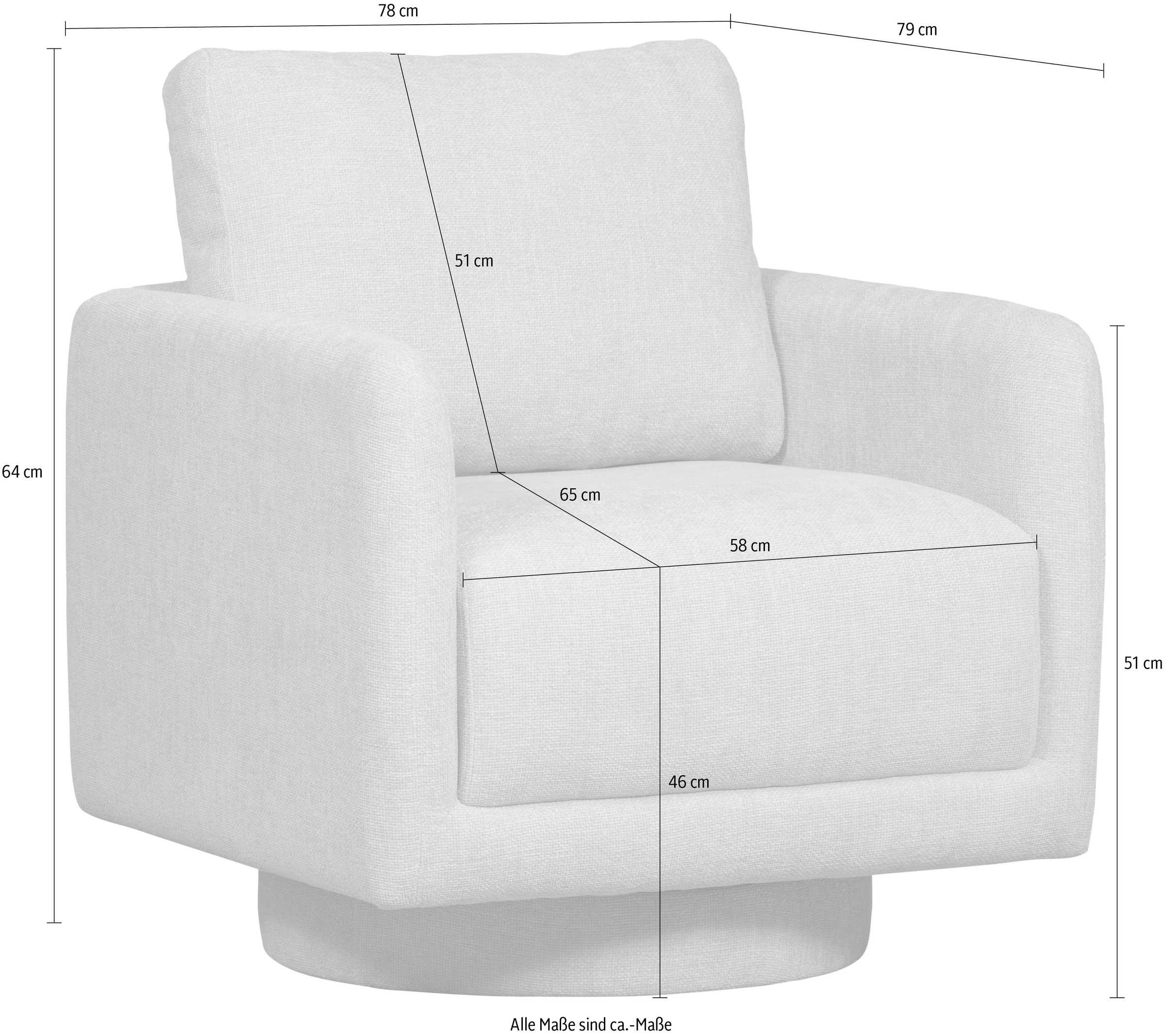 WOOOD Drehsessel »Oscar«, mit weichem Chenille-Bezug, Breite 78 cm