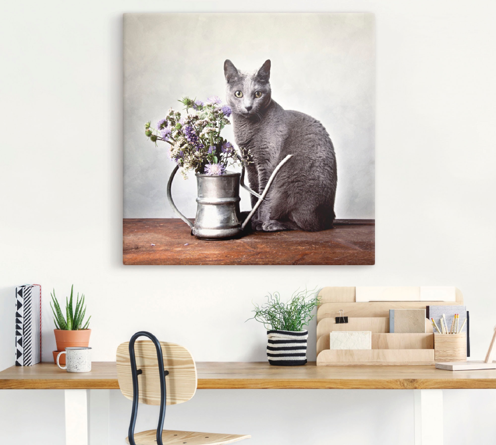 Artland Wandbild "Katze mit Deko", Haustiere, (1 St.), als Alubild, Outdoor günstig online kaufen