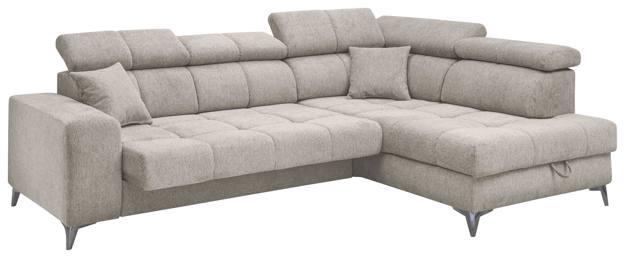 ED EXCITING DESIGN Ecksofa »Sydney L-Form mit Bettfunktion, Bettkasten, Kopfteilverstellung«, motorischer Sitztiefenverstellung, USB-Port & 2 Zierkissen