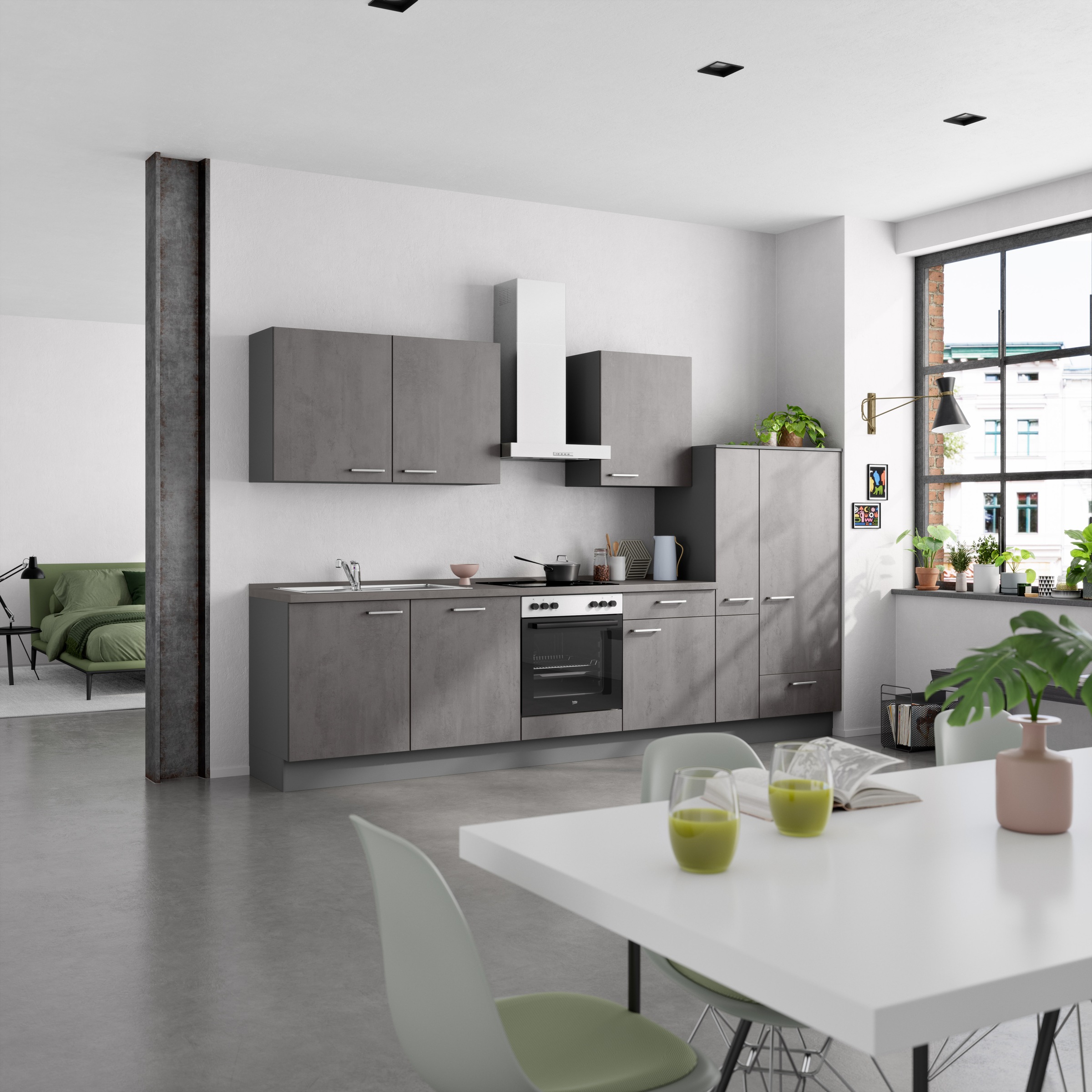 nobilia® Küchenzeile »"Riva I"«, vormontiert, Ausrichtung wählbar, Breite 330 cm, wahlw. mit E-Geräten