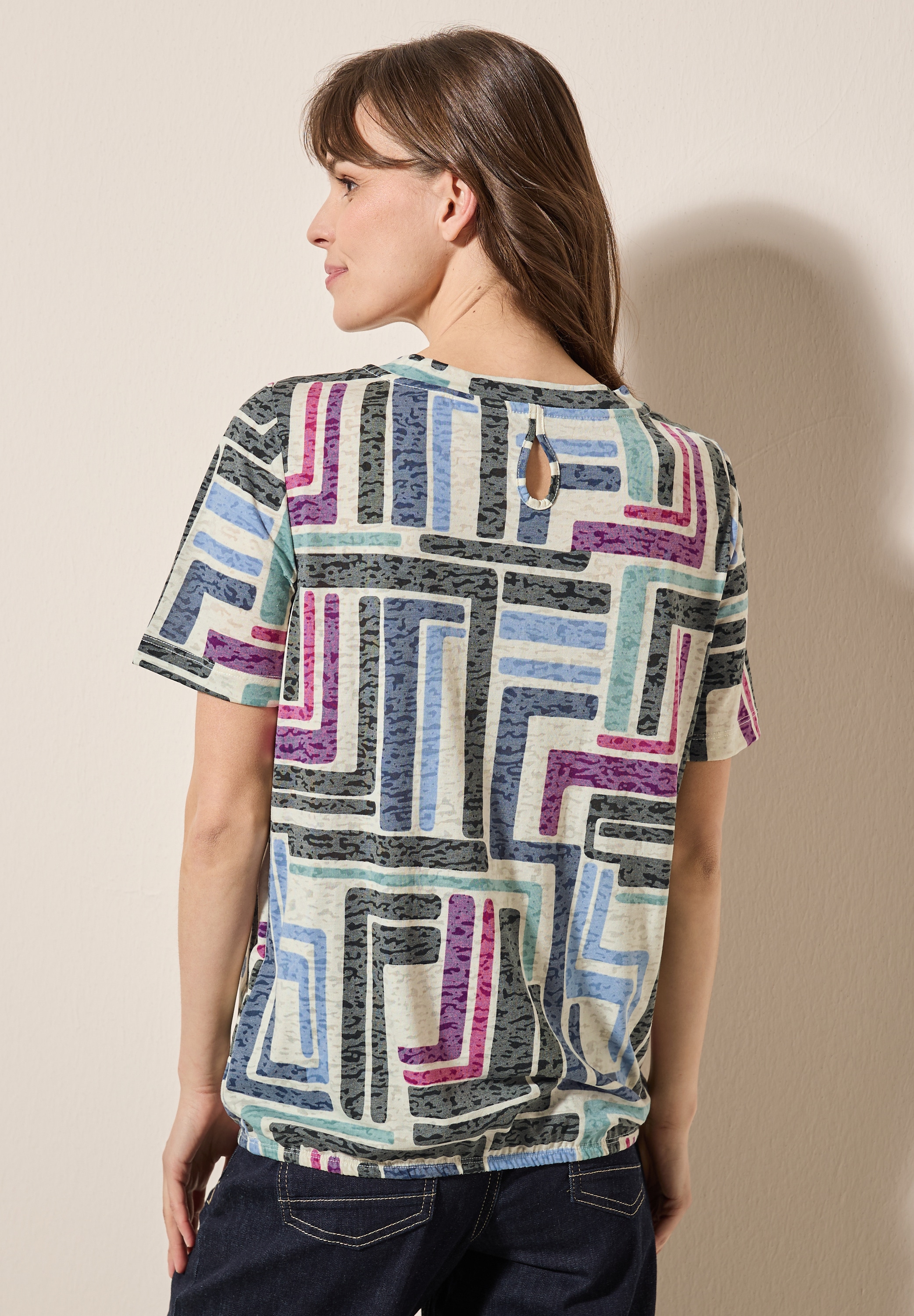 Cecil T-Shirt, mit Print und Burn-Out-Optik