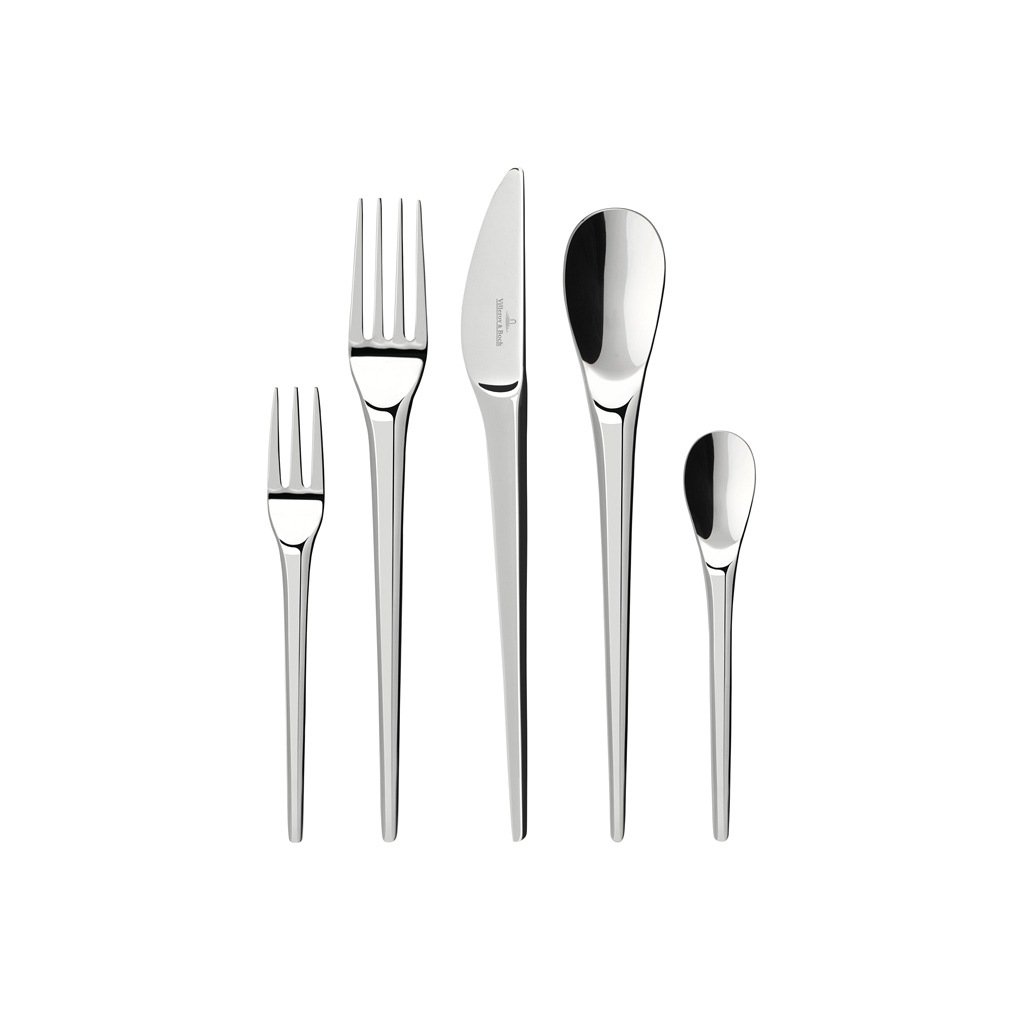 VILLEROY & BOCH Besteck-Set "Tafelbesteck NewMoon 30er Set silber", 30 tlg., silber, Essbesteck-Sets