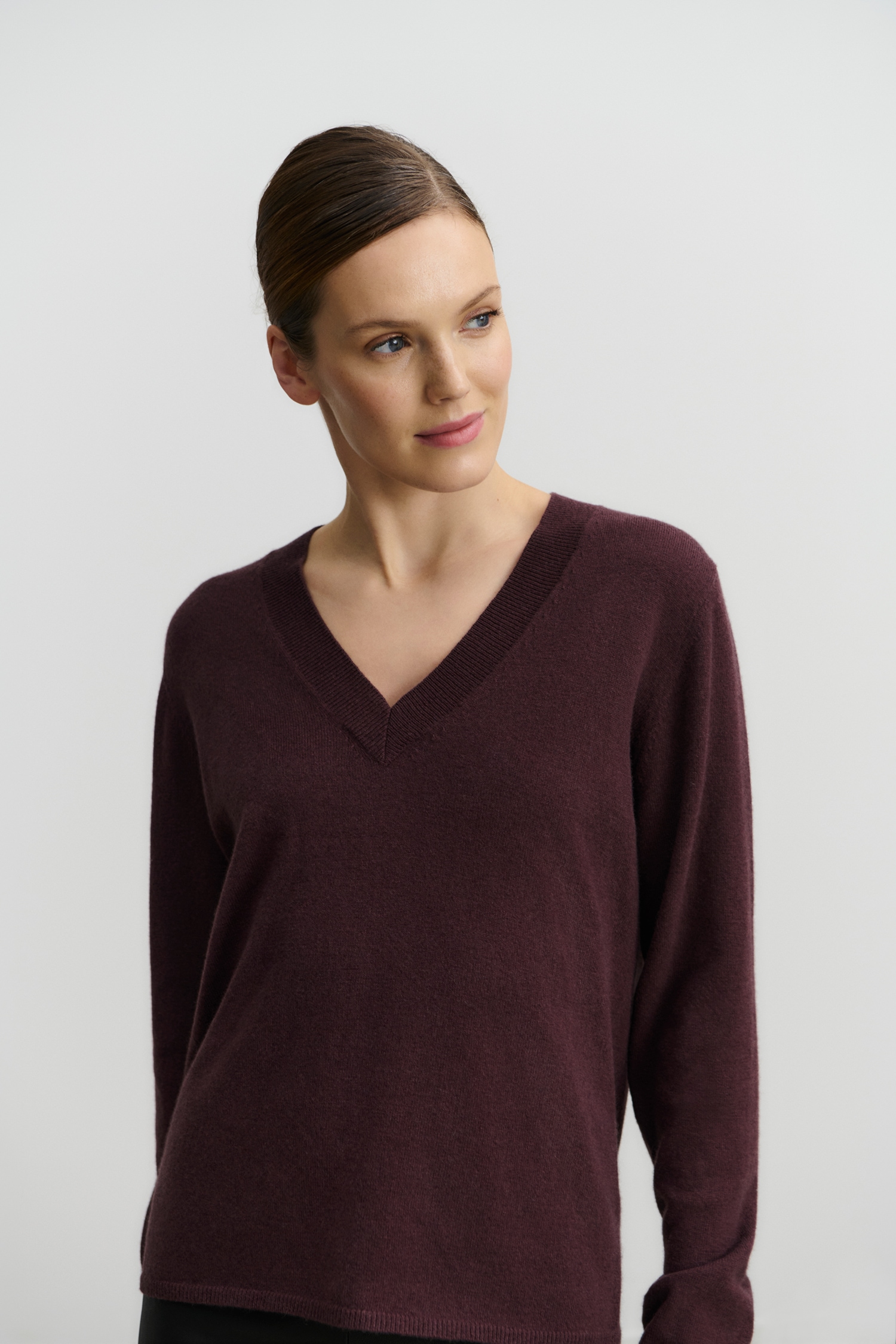 rosemunde Wollpullover "Laica v-neck mit Wolle und Kaschmir" mit V-Ausschnitt und langen Ärmeln, Woll-Kaschmir-Mix