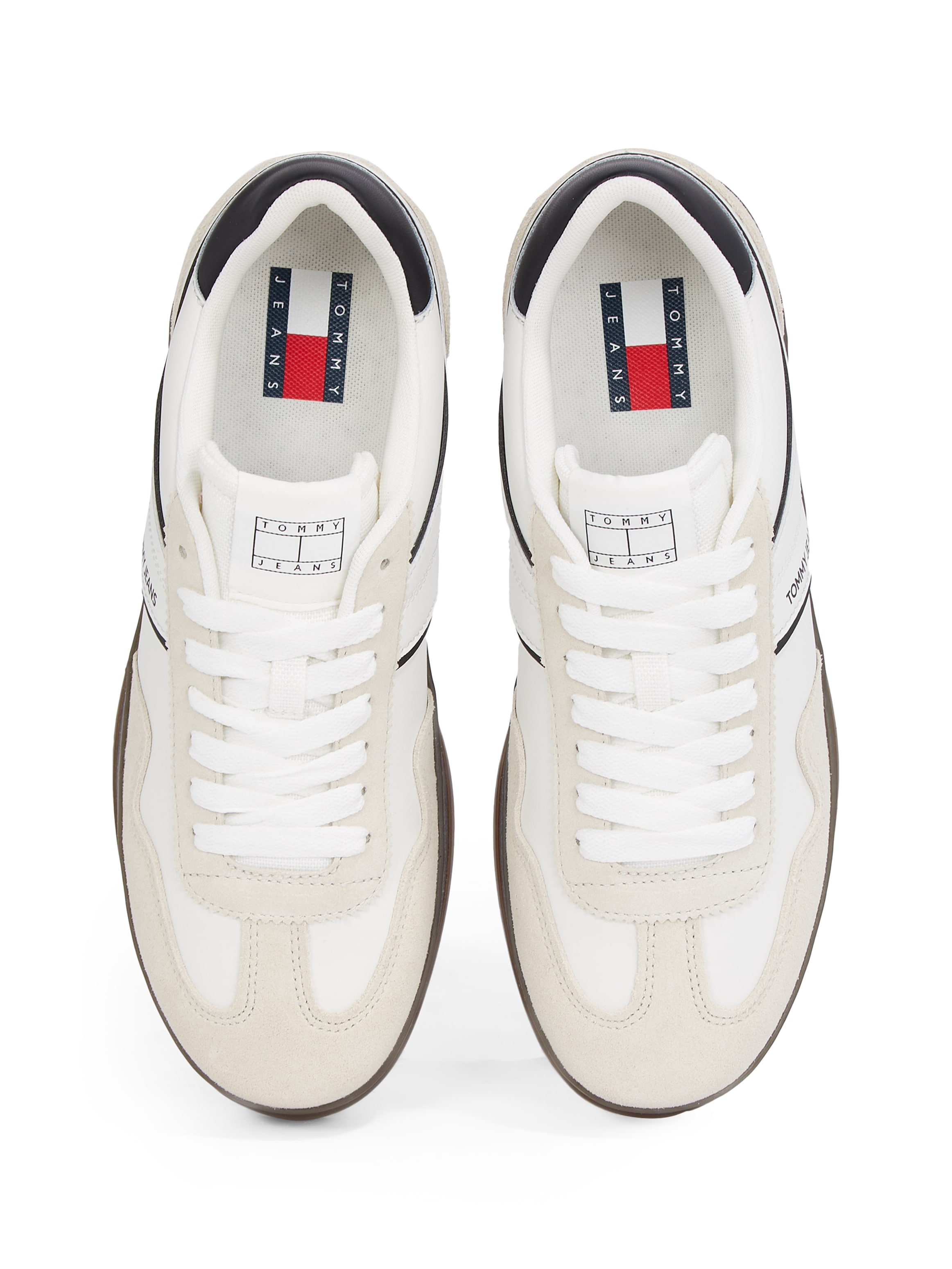 Tommy Jeans Sneaker »THE GREENWICH LEATHER«, Freizeitschuh, Halbschuh, Schnürschuh mit Kontrastbesatz