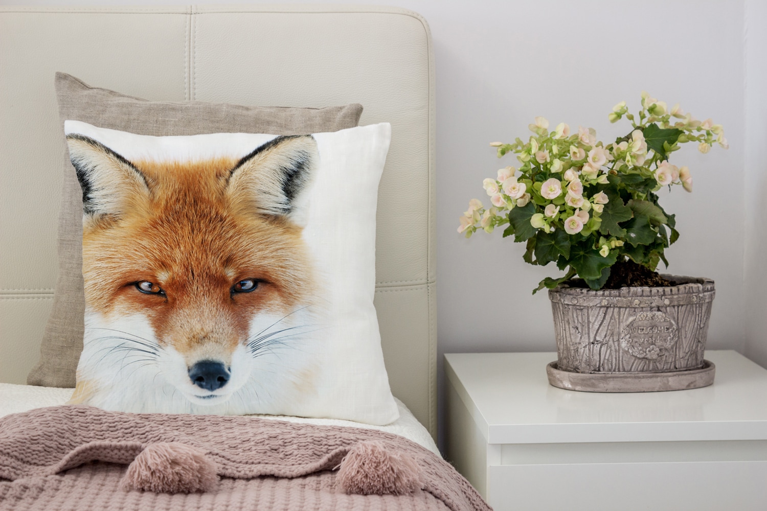 queence Dekokissen »Joleen«, Kissenhülle,Fuchskopf,Fuchs,Tiermotiv,Waldtier,Gezeichnet,Naturmotiv