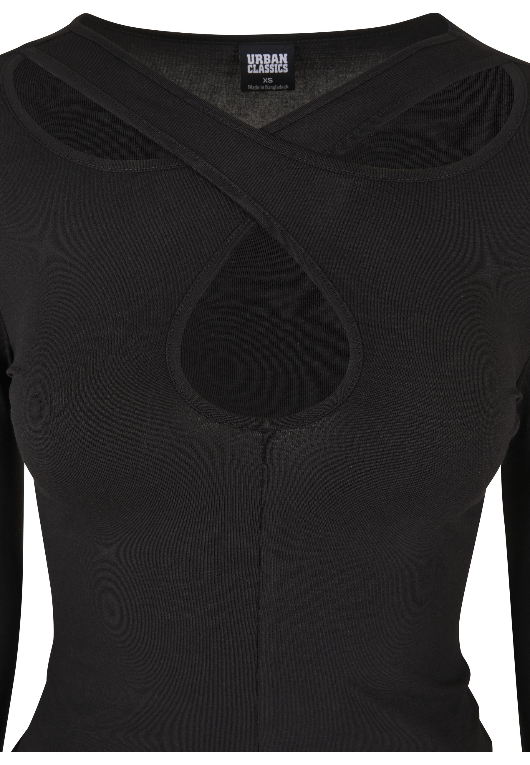 URBAN CLASSICS Longsleeve »Urban Classics Damen Ladies Crossed Cut Out Longsleeve« 1 Stk.