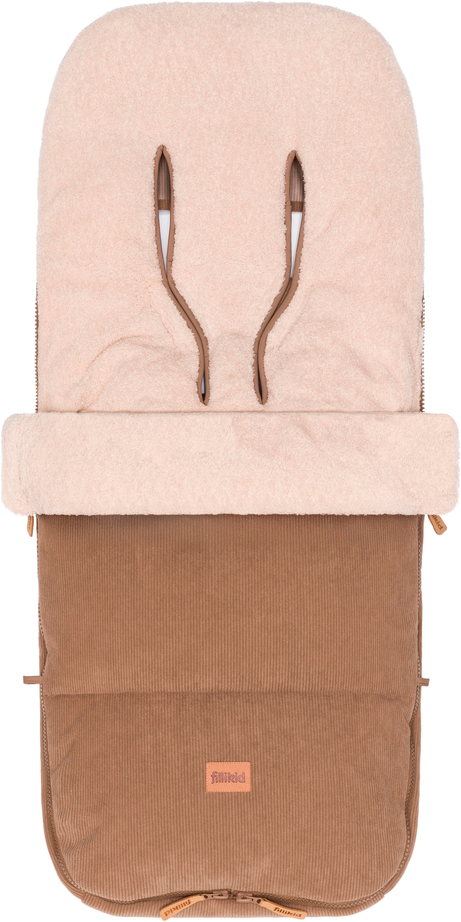 FILLIKID Kinder Fußsack "Kinley Cord/Teddyplüsch, Winterfußsack"taupe, Polyester, Fußsäcke