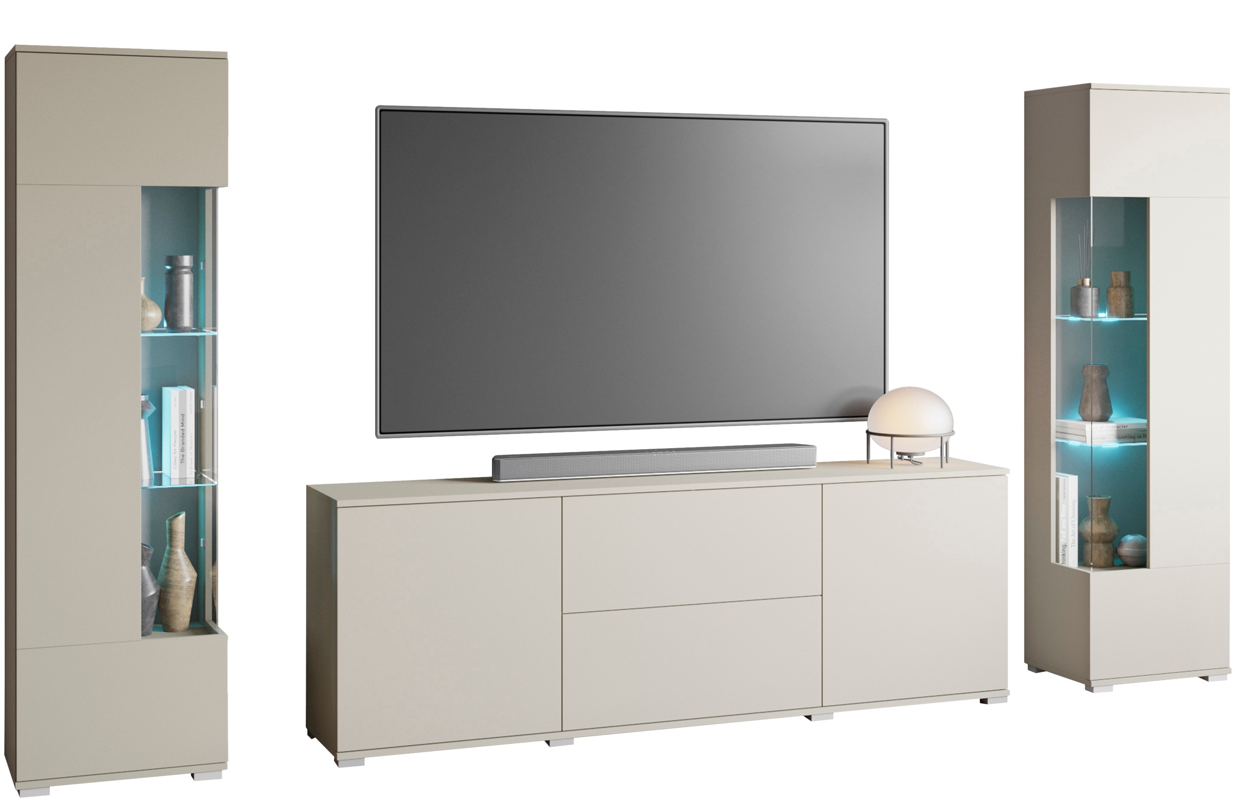 INOSIGN Wohnwand »KENIA«, (Komplett-Set, 3 St.), Vitrinen mit Eckverglasung, hängend und stehend montierbar