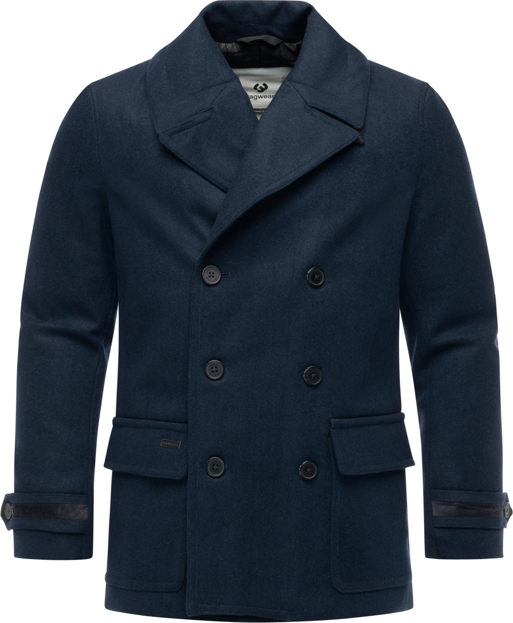 Kurzmantel RAGWEAR "Parr YOUMODO", Herren, Gr. L (52), navy, Obermaterial: 100% Polyester; Innenfutter: 100% Polyester; Wattierung: 100% Polyester, gerade Po-bedeckend, eng normaler Saum, Mäntel Kurzmantel, klassischer Herren Wintermantel mit Reverskragen