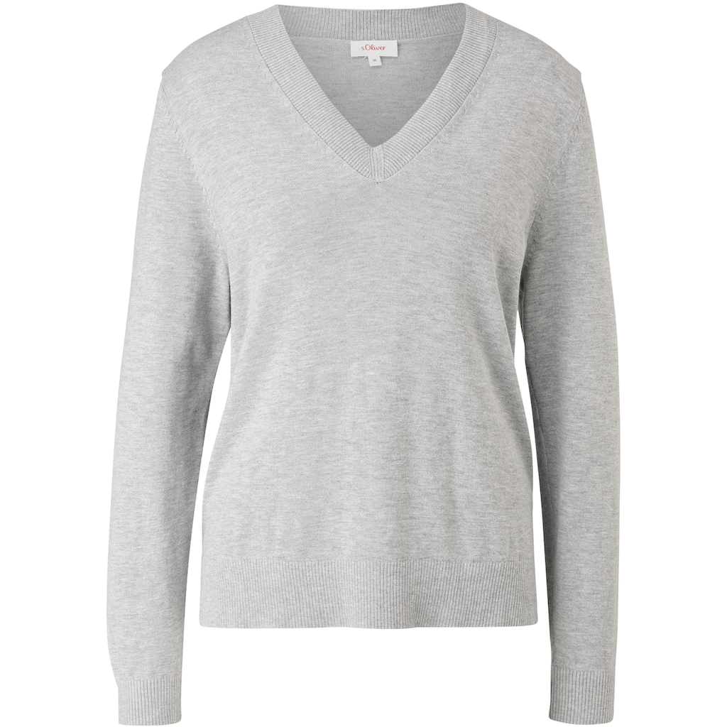 s.Oliver V-Ausschnitt-Pullover, im legeren Look