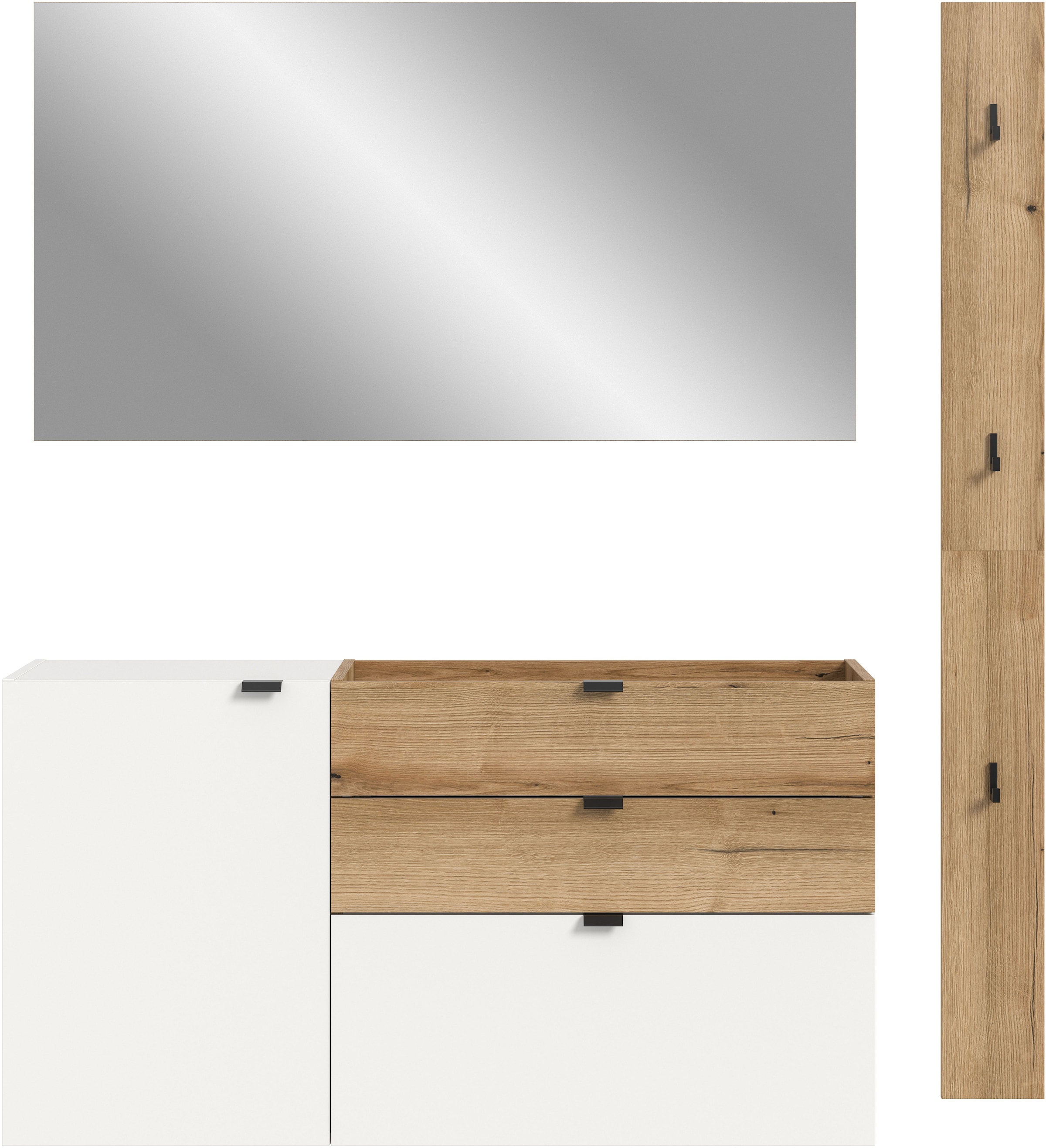 INOSIGN Garderoben-Set »Oran« Set, 3 Stk. tlg. Oran, Evoke Oak, Garderobenset, Spiegel, Schrank, Paneel mit Haken