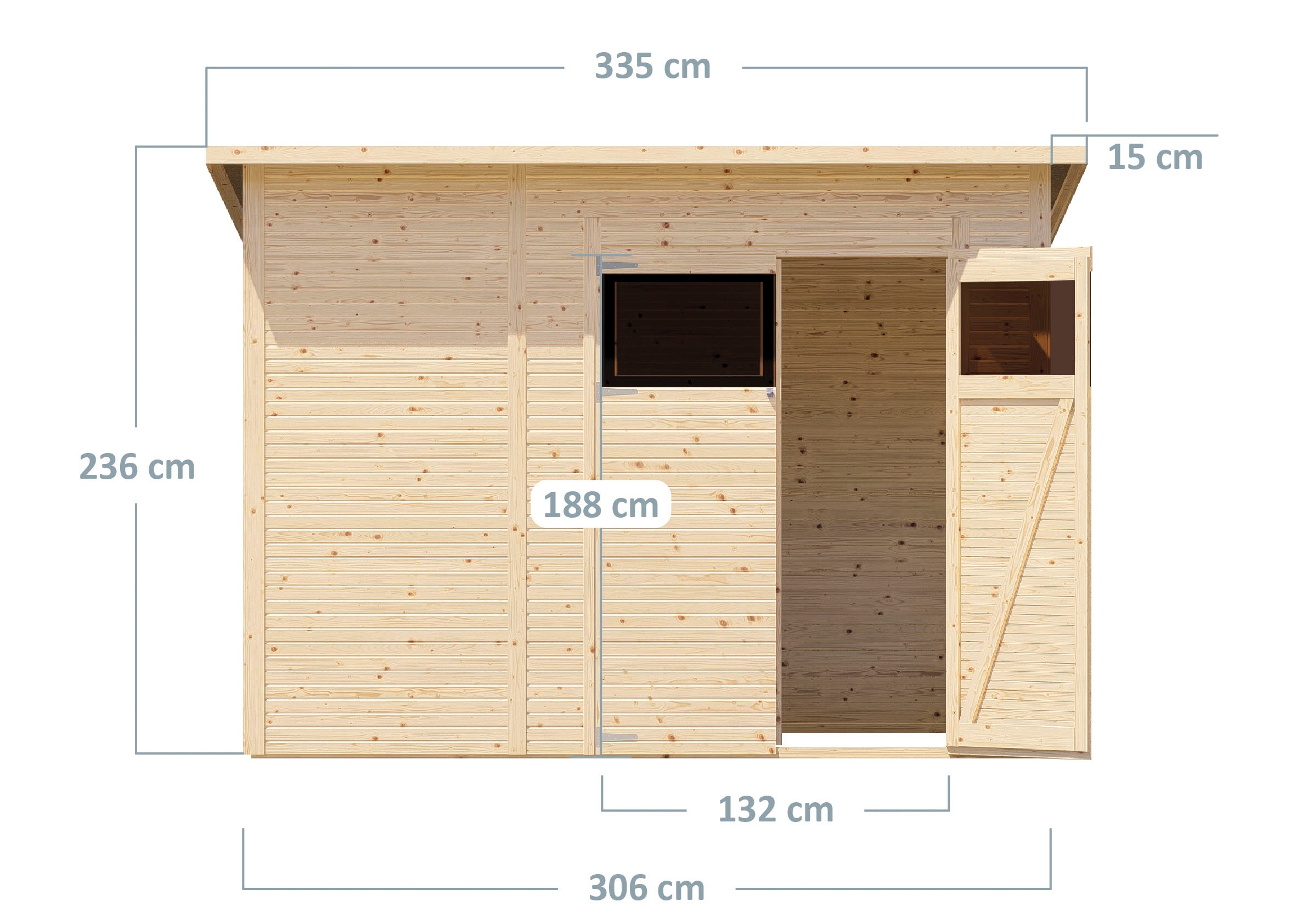 BERTILO Gartenhaus »Pent Modern 4, in verschiedenen Farben«, mit hohen Seitenwänden und einer 1,88 m hohen Doppeltür