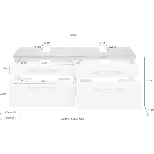 HELD MÖBEL Waschbeckenunterschrank »Davos«, Breite 120 cm kaufen | BAUR