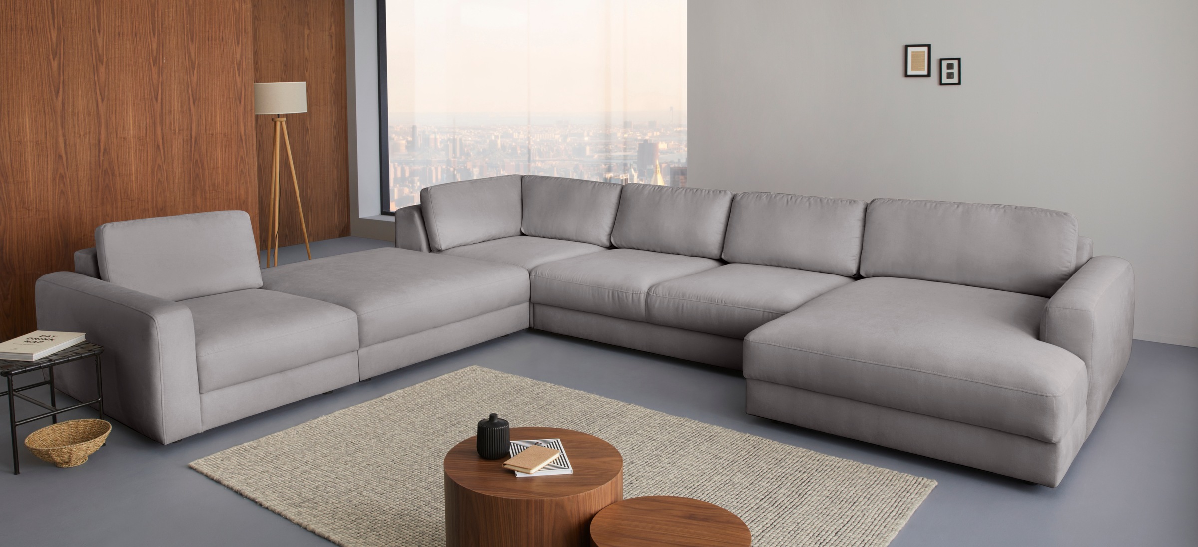 Places of Style Wohnlandschaft »Bloomfield, U-Form«, mit extra tiefer Sitzfläche, wahlweise mit Sitztiefenverstellung