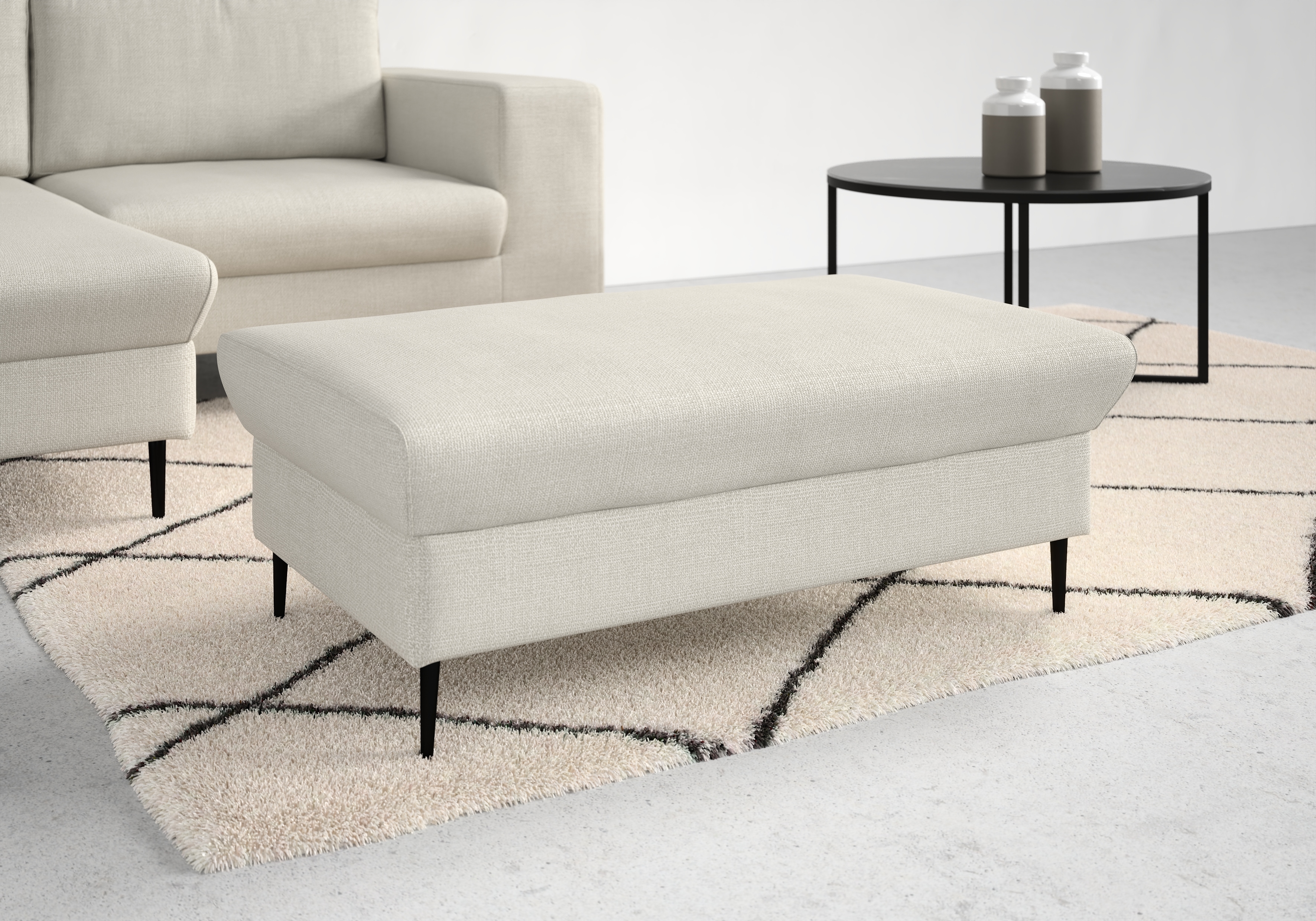 DOMO collection Sitzhocker "Modica" Auch in Cord, Fußhöhe passend für gängige Saugroboter