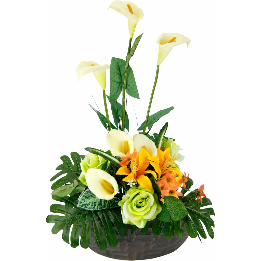 I.GE.A. Kunstpflanze »Arrangement Calla/Blüten 56/33 cm«