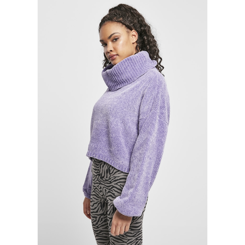 URBAN CLASSICS Sweatshirt »Urban Classics Damen Ladies Short Chenille Turtleneck Sweater«, (1 tlg.)