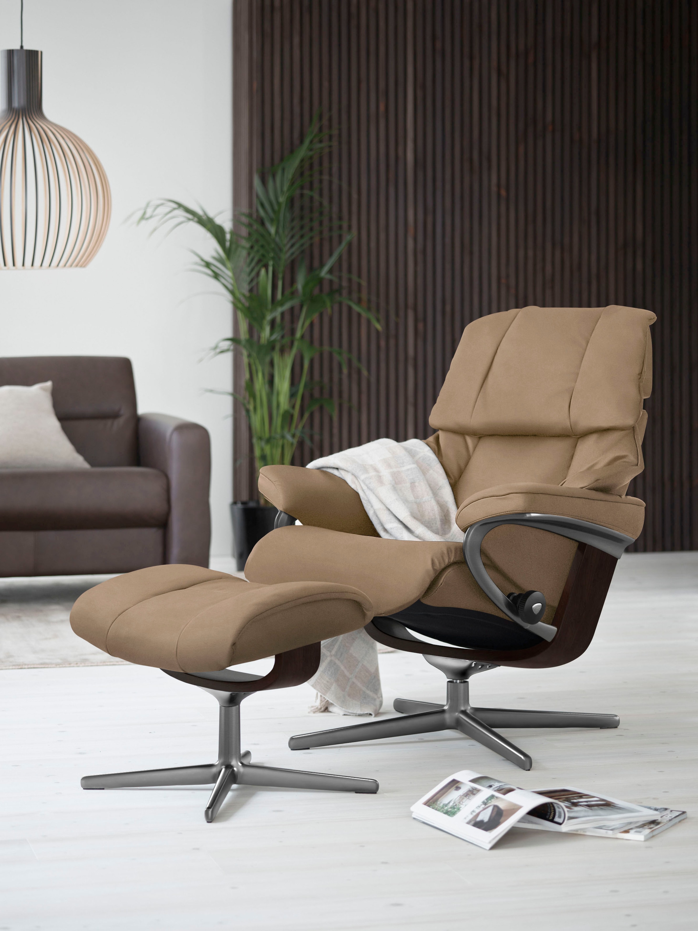 Stressless Fußhocker "Reno", mit Cross Base, Größe S, M & L, Holzakzent Braun