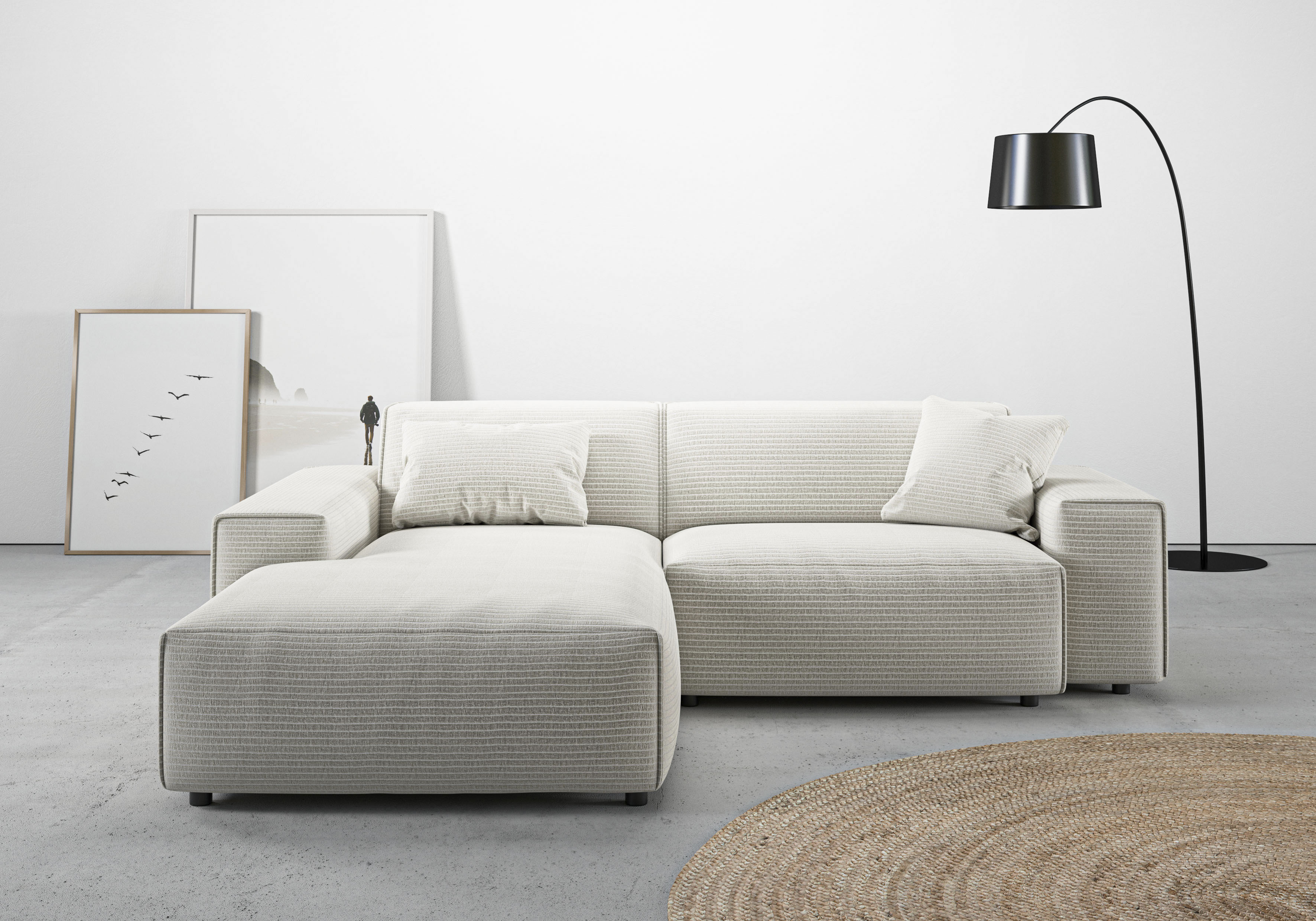 Home affaire Ecksofa "Glimminge L-Form auch in Breitcord, Feincord + Easy care-Bezug," Breite 234, Zierkissen