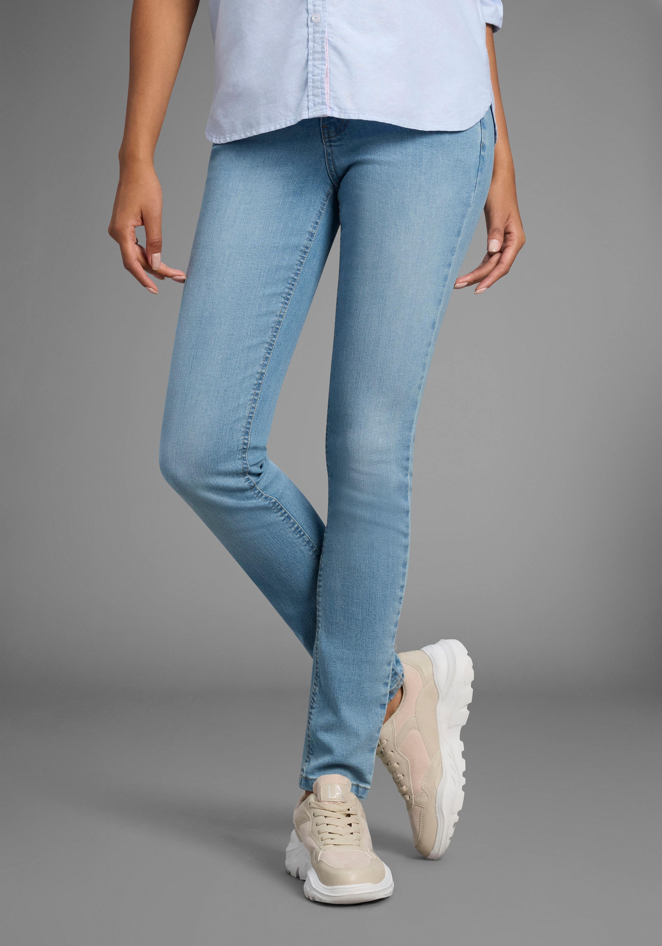 Arizona Slim-fit-Jeans "Bund mit seitlichem Gummizugeinsatz", schmale Passf günstig online kaufen