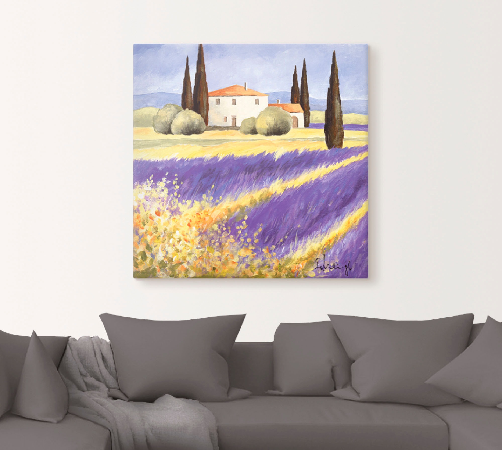 Thumbnail - Artland Leinwandbild "Licht der Provence" Felder 1 Stk. tlg. auf Holzrahmen gespannt