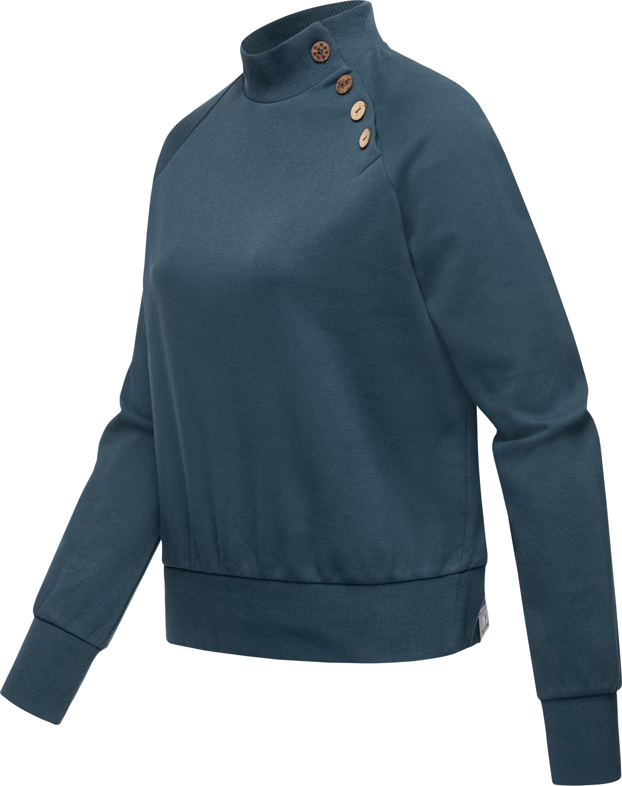 Ragwear Sweatshirt »Majjorka Solid«, Damen Langarmshirt mit Rippbündchen und Zierknöpfen