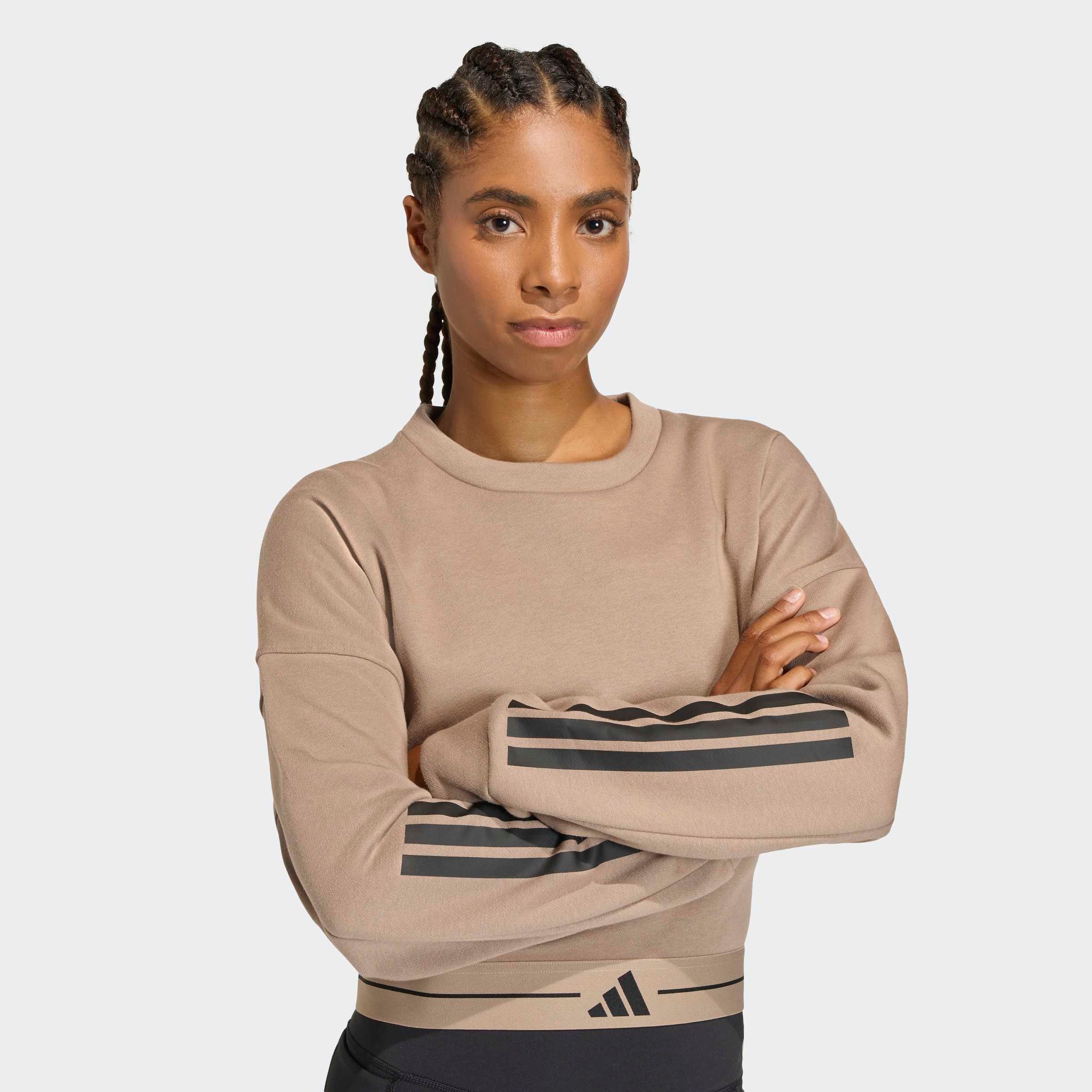 adidas Performance Sweatshirt "HYPERGLAM MIT 3-STREIFEN UND RUNDHALSAUSSCHN günstig online kaufen