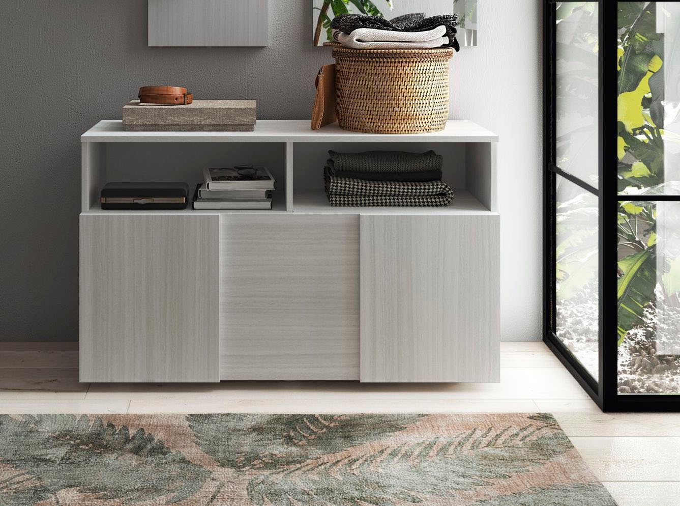 Home affaire Garderobenschrank "Dama, Breite 91 cm, Höhe 51 cm, Schuhbank 1 Klappe" Garderobenbank, Front in 3D-Optik