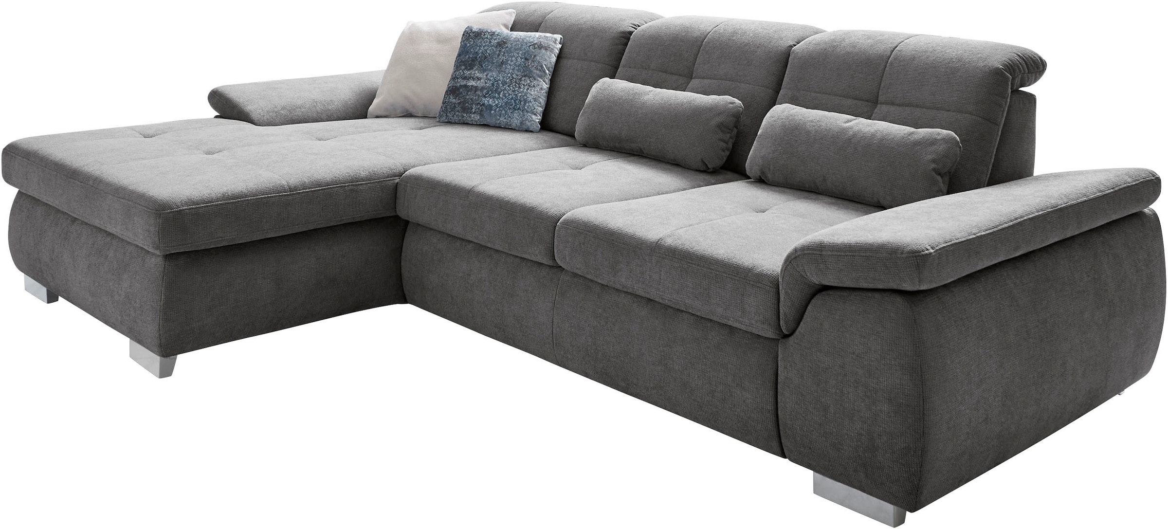 Die PlanBar Ecksofa "MP-IN16037 L-Form, Breite 289 cm, mit Kaltschaum-Polsterung" mit Sitztiefenverstellung & Zierkissen