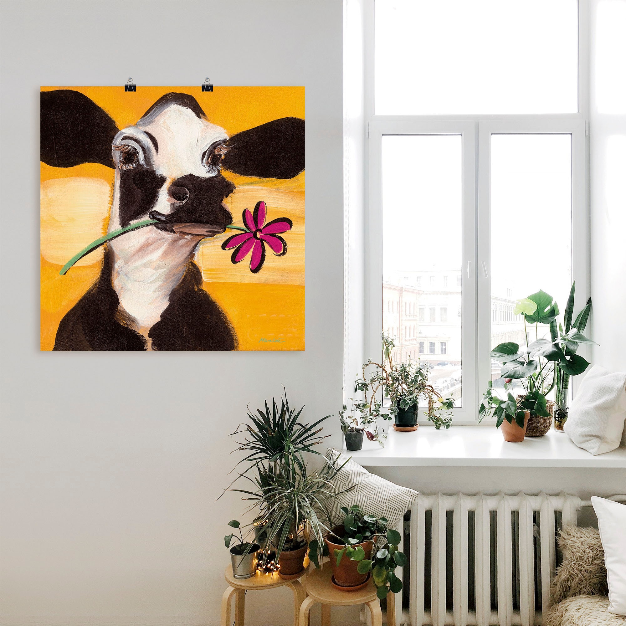 Artland Wandbild »Glückliche Kuh«, Haustiere, (1 St.), als Leinwandbild, Poster, Wandaufkleber in verschied. Größen