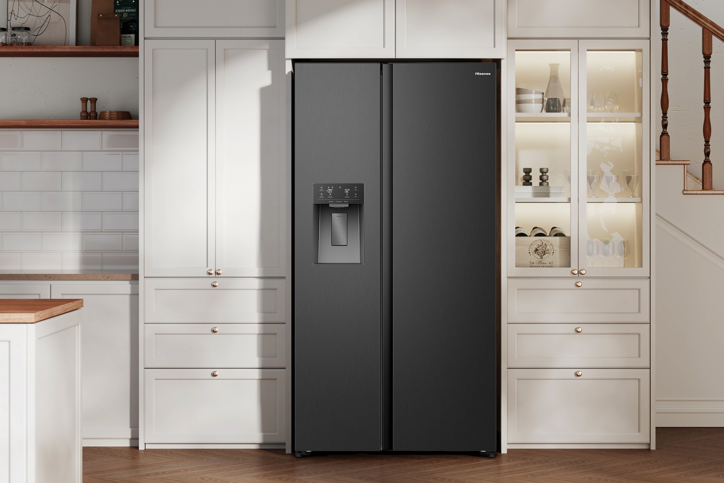 Hisense Side-by-Side »MS91528FC« 178,6 cm hoch 91,1 cm breit mit Wasser-/Eisspender, kein Festwasseranschluss dank Tank