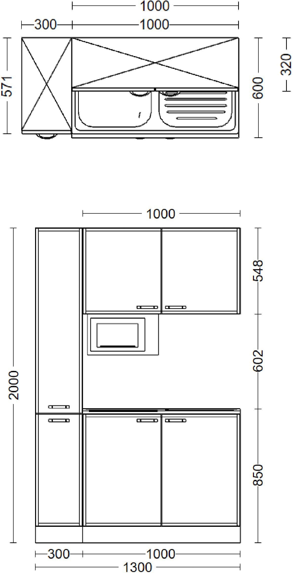 Flex-Well Küchenzeile »Samoa«, Gesamtbreite 130 cm, mit Apothekerschrank und Mikrowelle etc.
