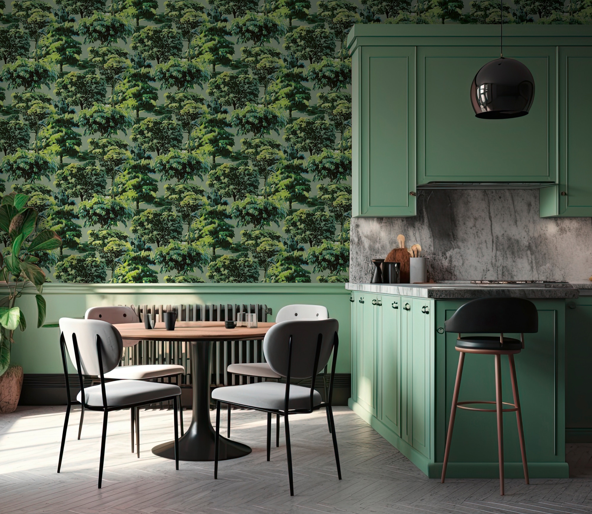 A.S. Création Vliestapete »Pintwalls III Waldlandschaft Gemälde« Kunst strukturiert Natur-inspirierte impressionistische Baumtapete für den Wohnraum