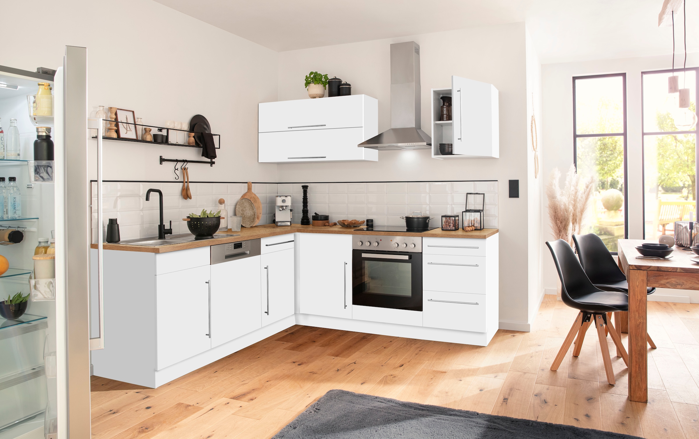 KOCHSTATION Winkelküche »Samos«, mit E-Geräten, Stellbreite 220/220 cm