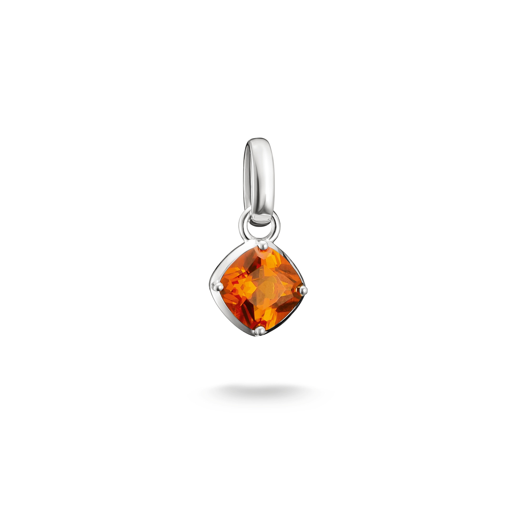 THOMAS SABO Damen Charm-Einhänger "Birthstone/Geburtsstein Charm - Connect", Oktober, orange, Silber 925 (recycelt), Charms, mit Zirkonia (synth.)